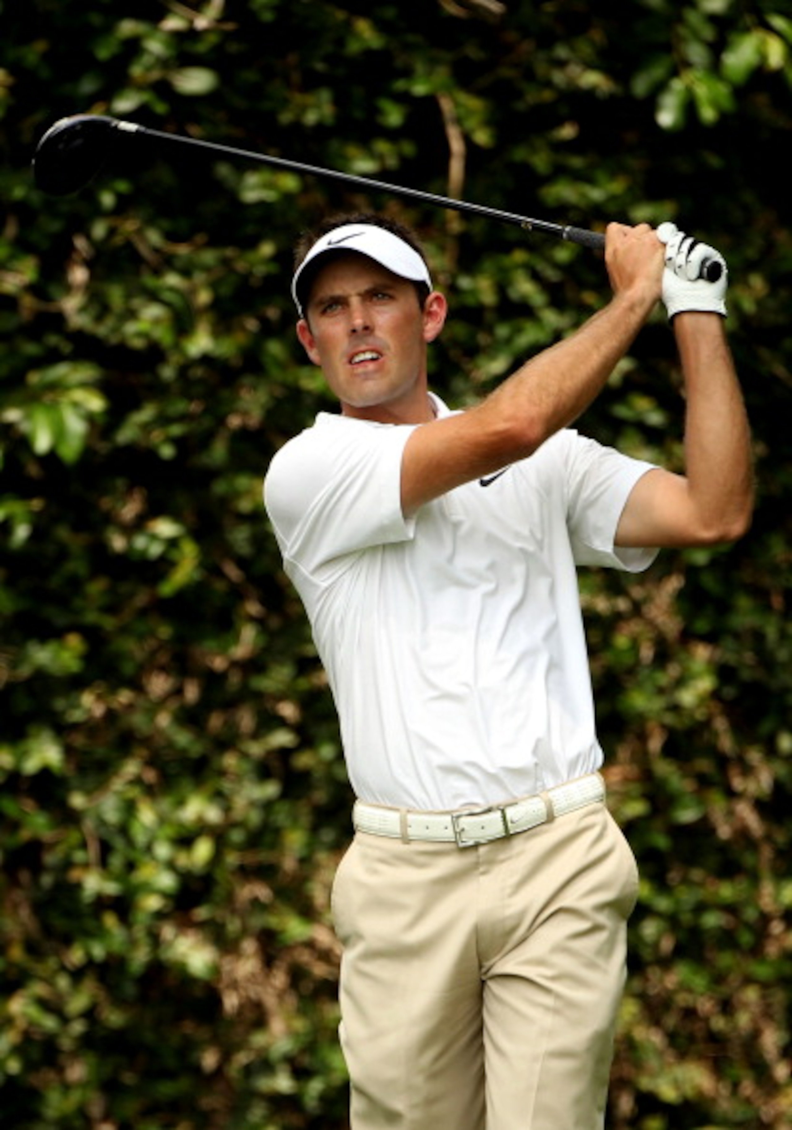 AUGUSTA, GA - APRIL 09:  Charl Schwartzel of South Africa watches his tee shot on the second hole during the third round of the 2011 Masters Tournament at Augusta National Golf Club on April 9, 2011 in Augusta, Georgia.  (Photo by Andrew Redington/Getty I