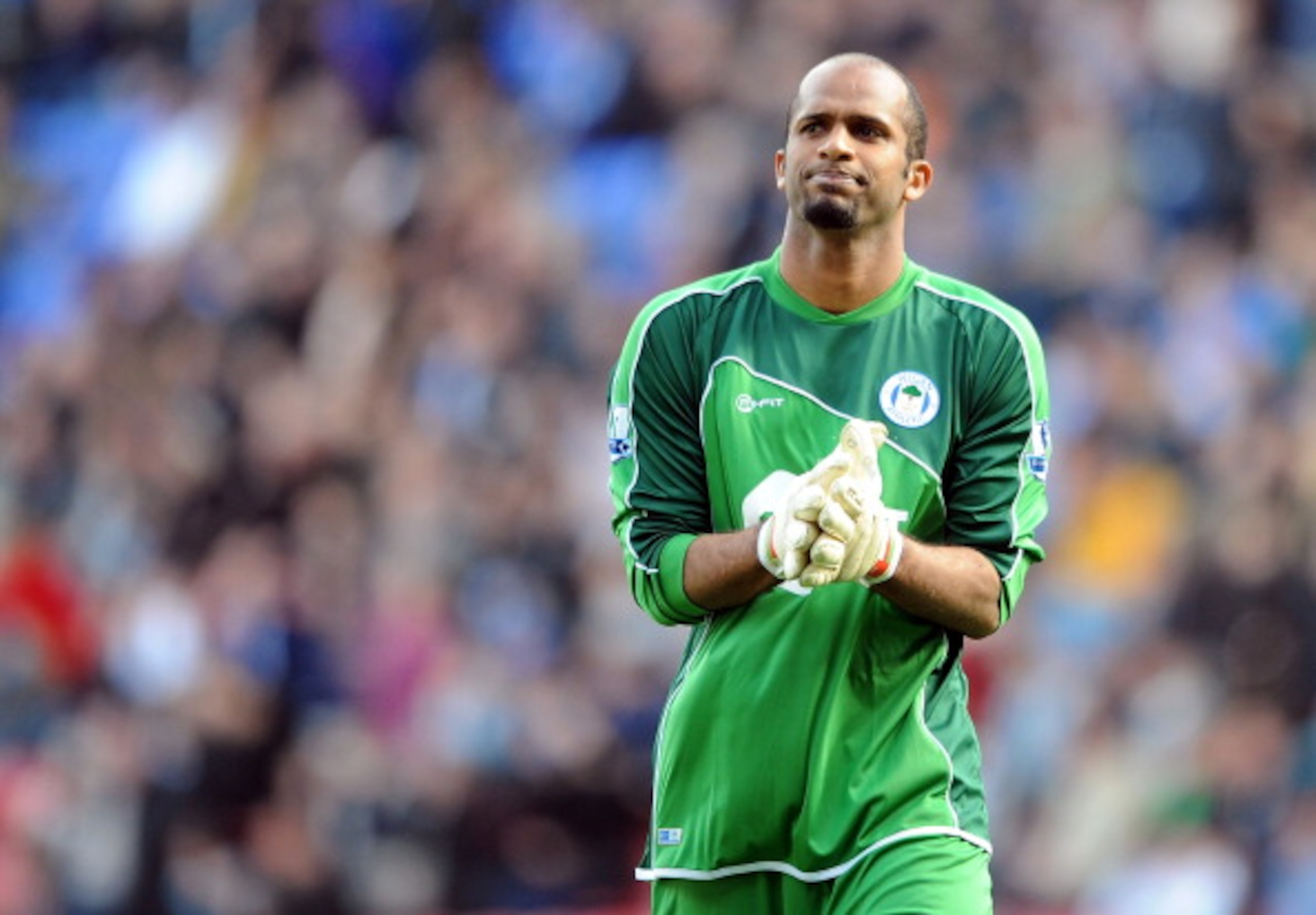 WIGAN, ENGLAND - APRIL 02: Ali Al Habsi of Wigan Athletic reacts during the Barclays Premier League match between Wigan Athletic and Tottenham Hotspur at DW Stadium on April 2, 2011 in Wigan, England. (Photo by Chris Brunskill/Getty Images) WIGAN, ENGLAND - APRIL 02: Ali Al Habsi of Wigan Athletic reacts during the Barclays Premier League match between Wigan Athletic and Tottenham Hotspur at DW Stadium on April 2, 2011 in Wigan, England. (Photo by Chris Brunskill/Getty Images)