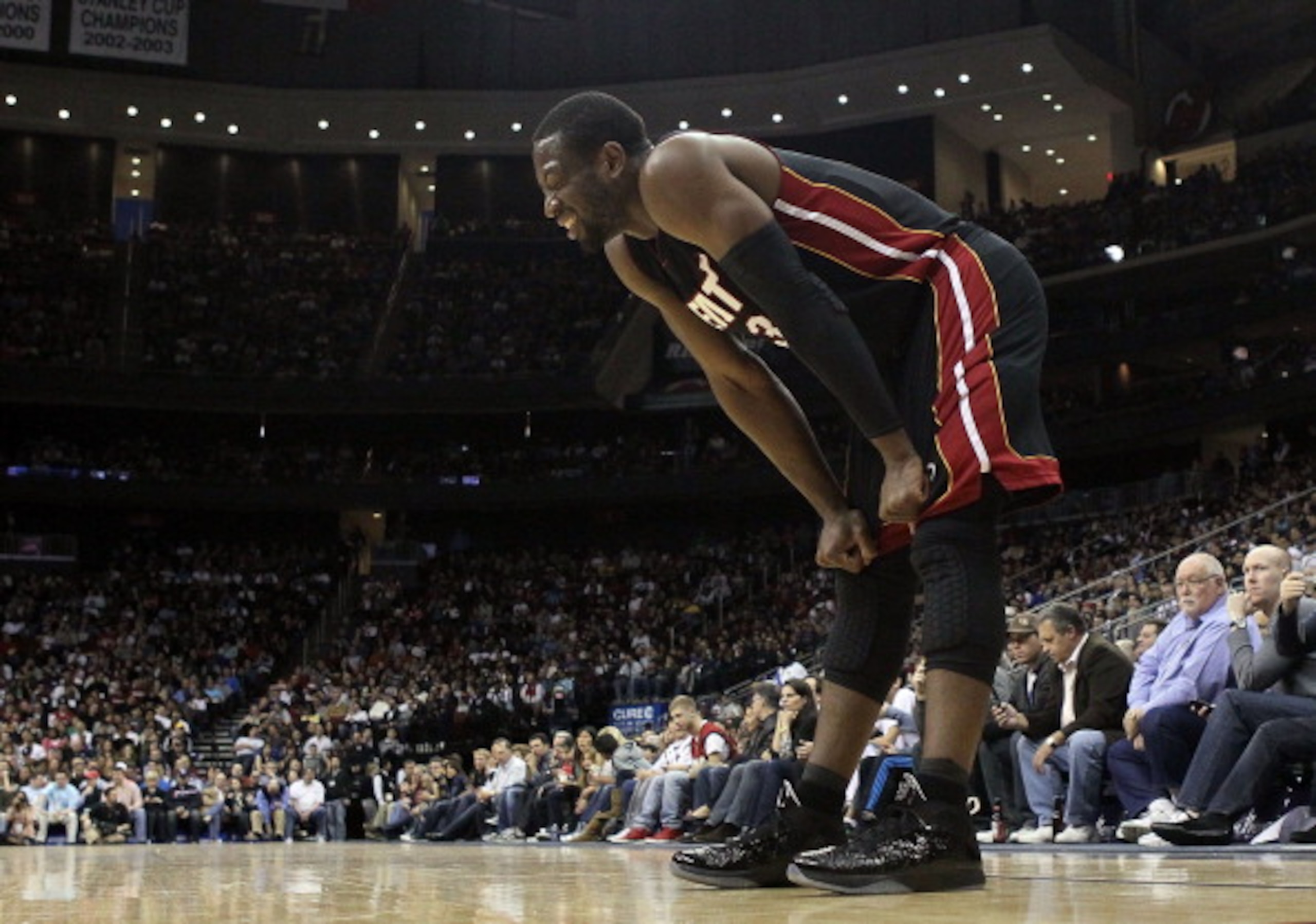 NEWARK, NJ - APRIL 03:  Dwyane Wade #3 of the Miami Heat in action against the New Jersey Nets at the Prudential Center on April 3, 2011 in Newark, New Jersey.NOTE TO USER: User expressly acknowledges and agrees that, by downloading and/or using this Phot
