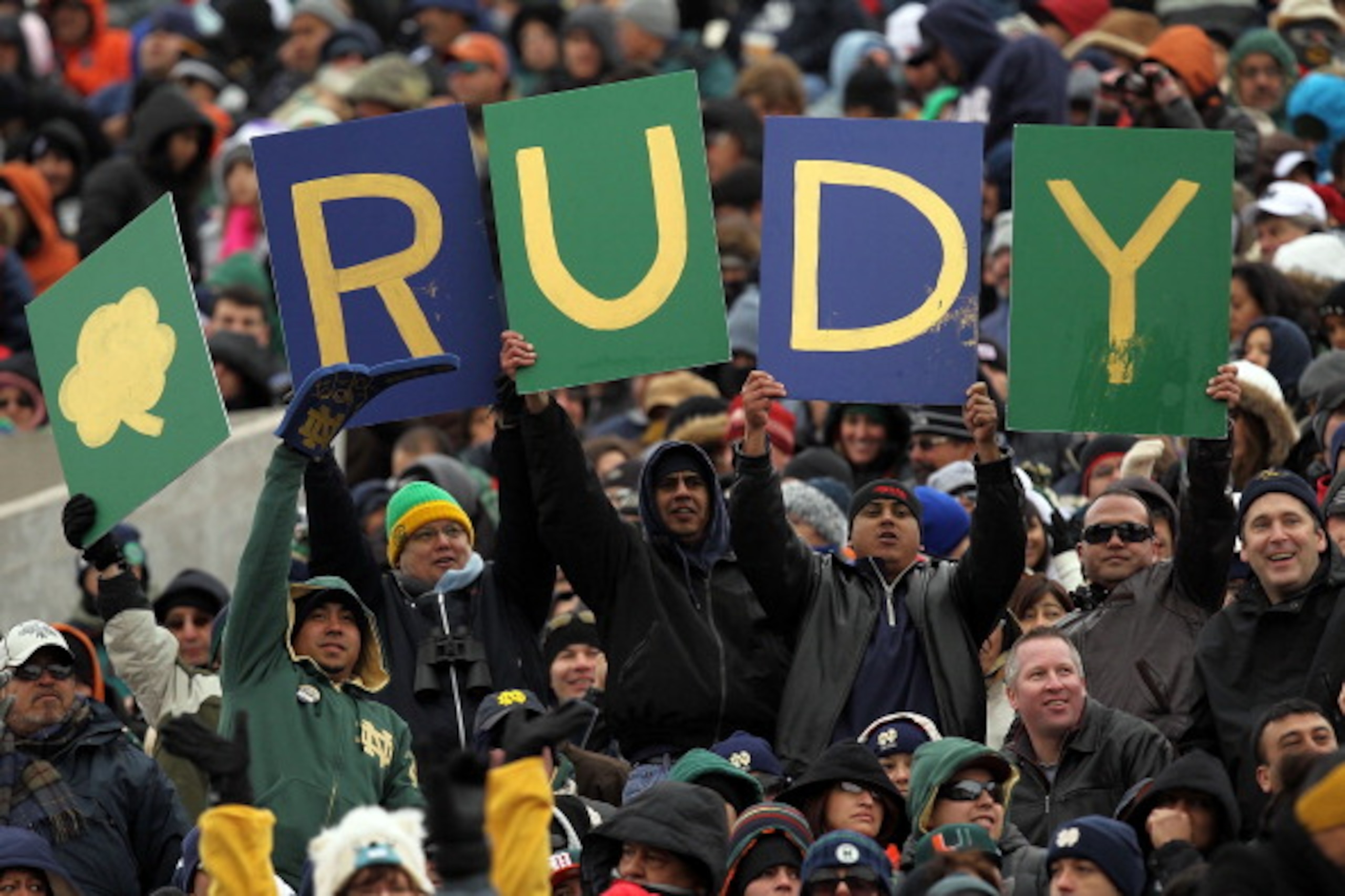 EL PASO, TX - DECEMBER 30: Fans of the Notre Dame Fighting Irish hold up a sign during play against the Miami Hurricanes at Sun Bowl on December 30, 2010 in El Paso, Texas. (Photo by Ronald Martinez/Getty Images) EL PASO, TX - DECEMBER 30: Fans of the Notre Dame Fighting Irish hold up a sign during play against the Miami Hurricanes at Sun Bowl on December 30, 2010 in El Paso, Texas. (Photo by Ronald Martinez/Getty Images)