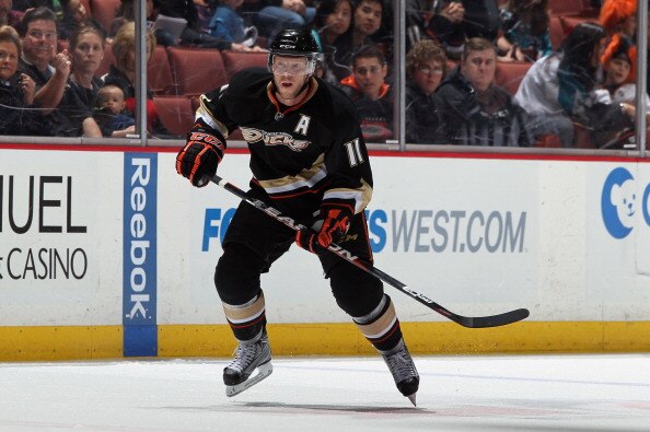 ANAHEIM, CA - APRIL 06:  Saku Koivu #11 of the Anaheim Ducks skates against the San Jose Sharks at Honda Center on April 6, 2011 in Anaheim, California.  (Photo by Jeff Gross/Getty Images)