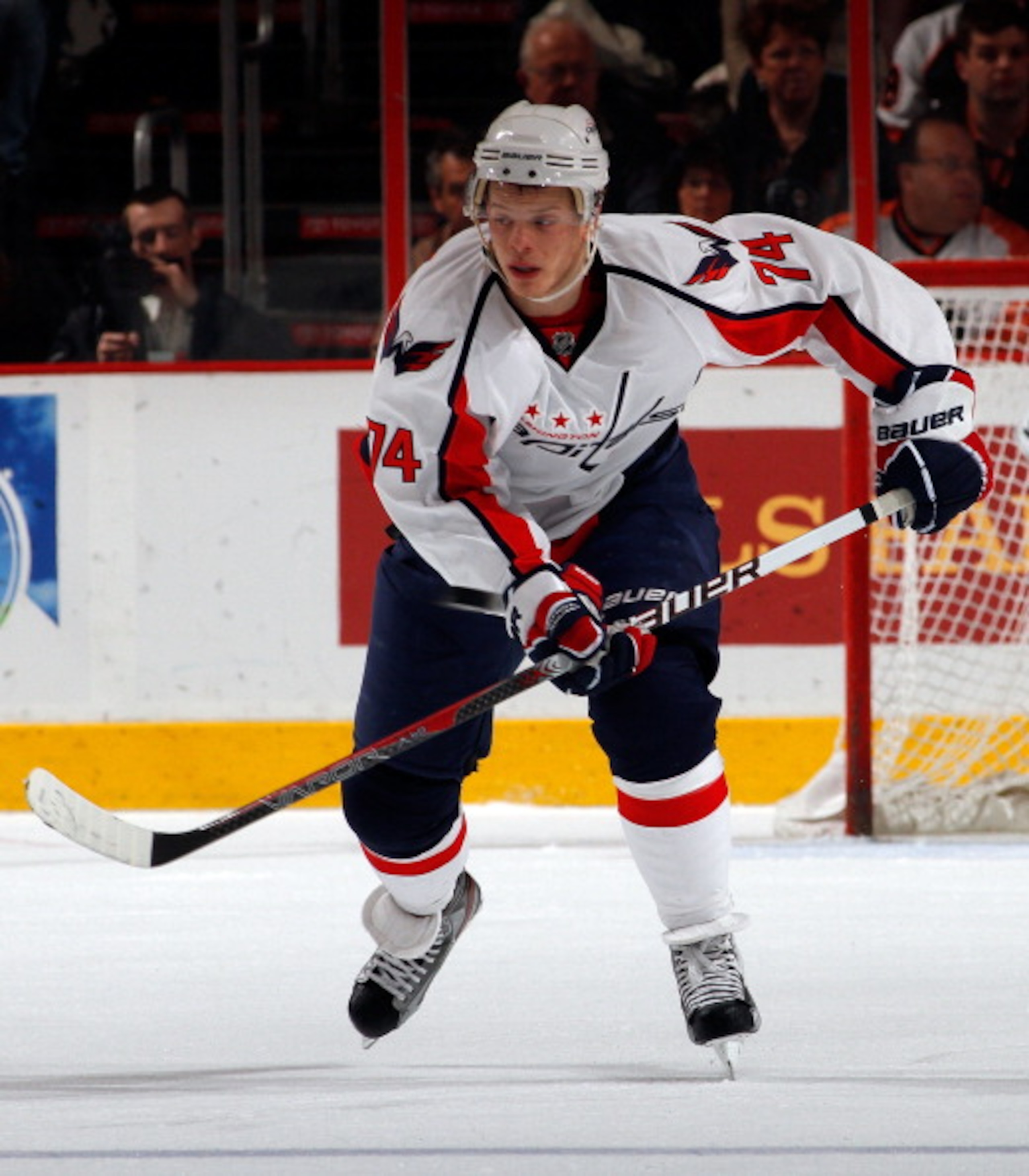 PHILADELPHIA, PA - MARCH 22:  John Carlson #74 of the Washington Capitals skates during an NHL hockey game against the Philadelphia Flyers at the Wells Fargo Center on March 22, 2011 in Philadelphia, Pennsylvania.  (Photo by Paul Bereswill/Getty Images)