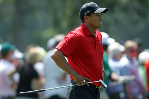 AUGUSTA, GA - APRIL 10:  Tiger Woods waits in the first fairway during the final round of the 2011 Masters Tournament at Augusta National Golf Club on April 10, 2011 in Augusta, Georgia.  (Photo by Jamie Squire/Getty Images)