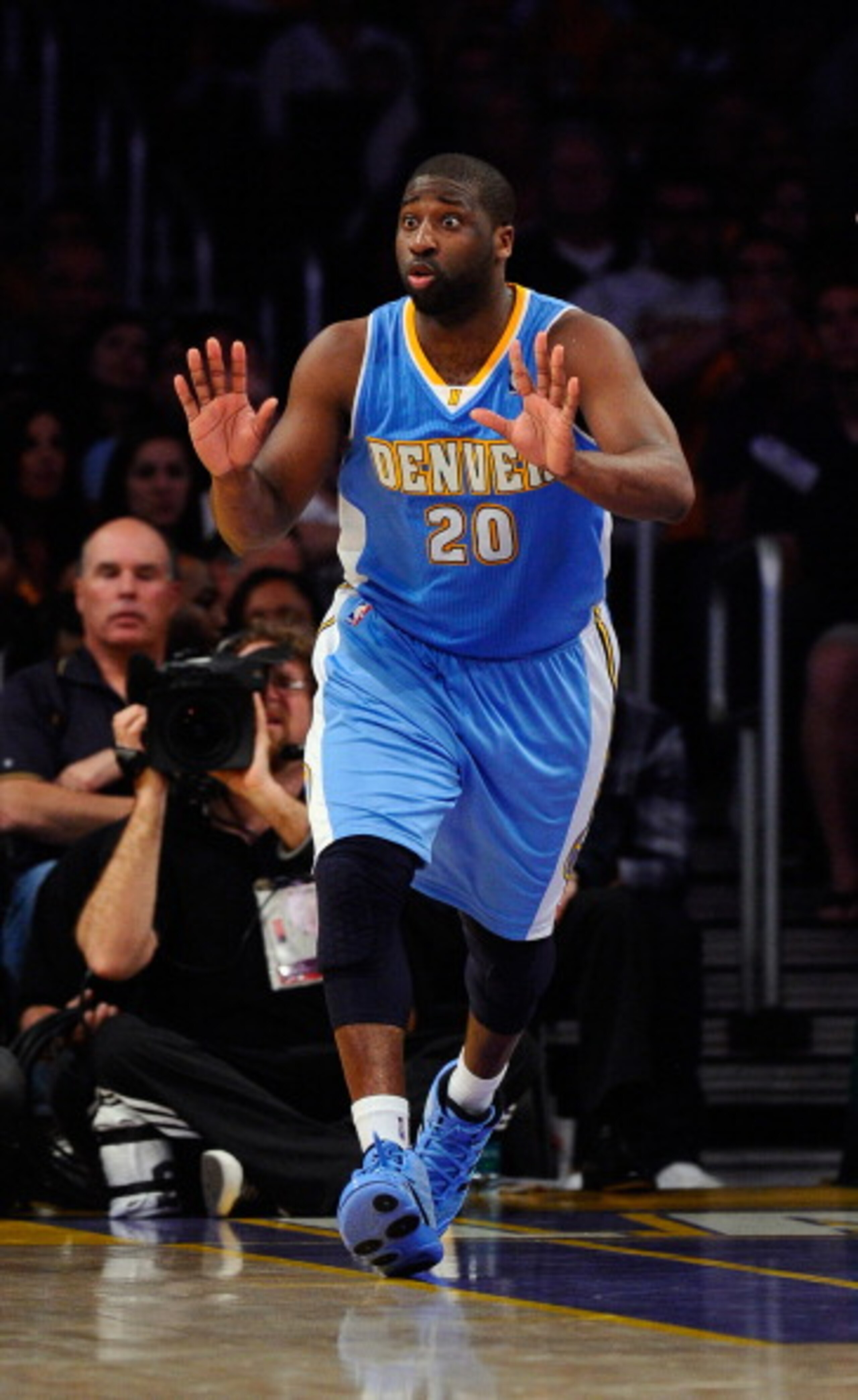 LOS ANGELES, CA - APRIL 03: Raymond Felton #20 of the Denver Nuggets reacts during the game against the Los Angeles Lakers at Staples Center on April 3, 2011 in Los Angeles, California. NOTE TO USER: User expressly acknowledges and agrees that, by downlo LOS ANGELES, CA - APRIL 03: Raymond Felton #20 of the Denver Nuggets reacts during the game against the Los Angeles Lakers at Staples Center on April 3, 2011 in Los Angeles, California. NOTE TO USER: User expressly acknowledges and agrees that, by downlo