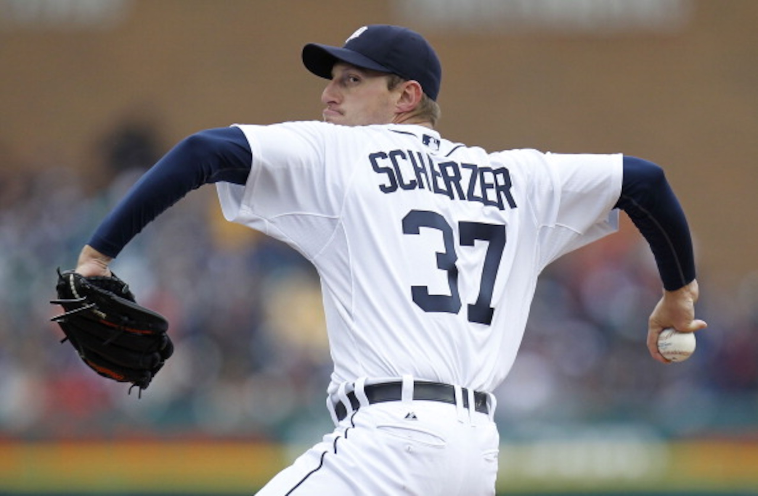 DETROIT, MI - APRIL 08: Max Scherzer #37 of the Detroit Tigers thows a first inning pitch while playing the Kansas City Royals during Opening Day at Comerica Park on April 8, 2011 in Detroit, Michigan. (Photo by Gregory Shamus/Getty Images) DETROIT, MI - APRIL 08: Max Scherzer #37 of the Detroit Tigers thows a first inning pitch while playing the Kansas City Royals during Opening Day at Comerica Park on April 8, 2011 in Detroit, Michigan. (Photo by Gregory Shamus/Getty Images)
