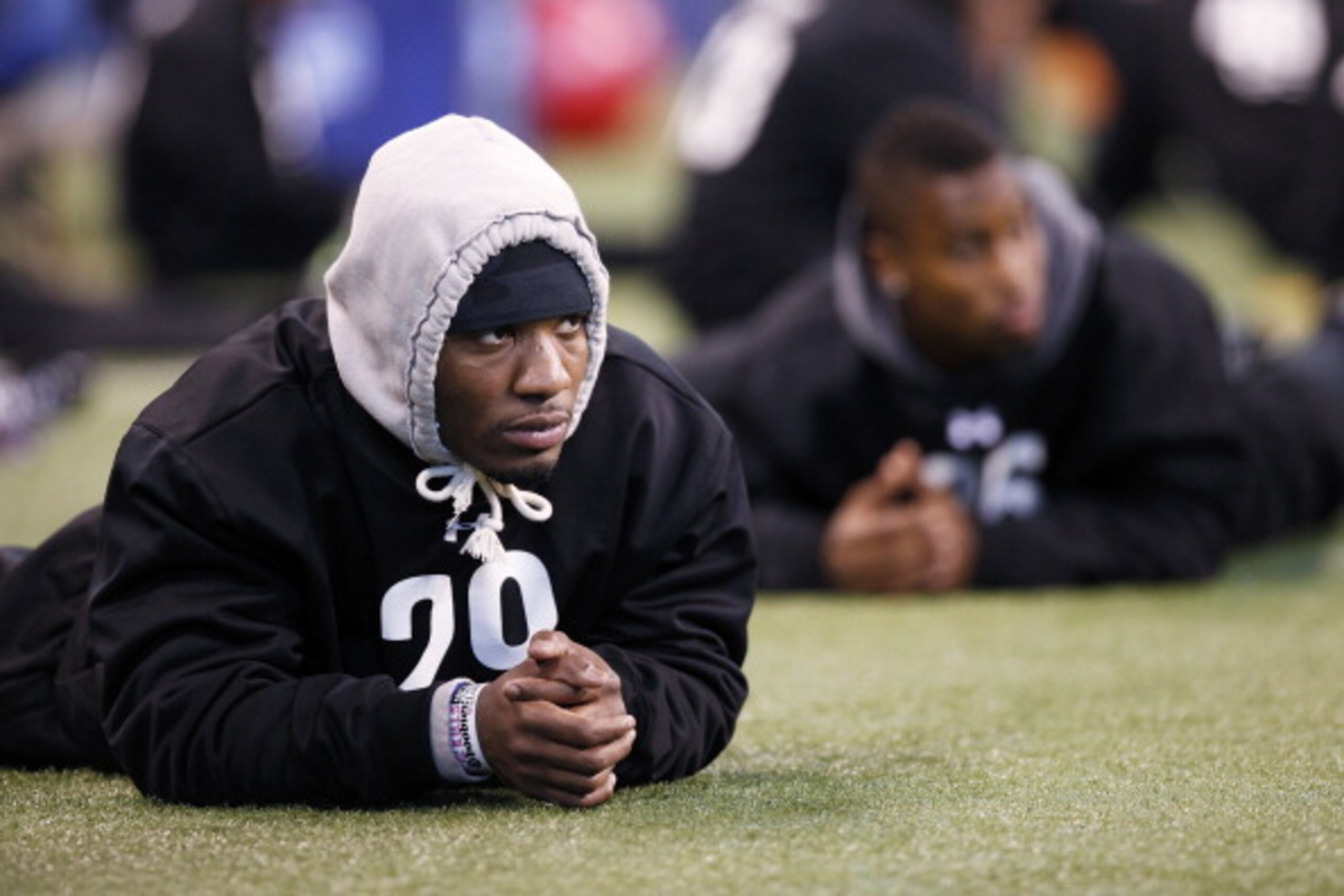 INDIANAPOLIS, IN - MARCH 1: Defensive back Joe Lefeged #29 of Rutgers looks on before taking the field during the 2011 NFL Scouting Combine at Lucas Oil Stadium on February 28, 2011 in Indianapolis, Indiana. (Photo by Joe Robbins/Getty Images)