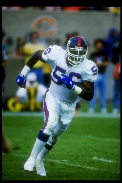 5 Sep 1993:  Linebacker Lawrence Taylor of the New York Giants moves down the field during a game against the Chicago Bears at Soldier Field in Chicago, Illinois.  The Giants won the game, 26-20. Mandatory Credit: Jonathan Daniel  /Allsport