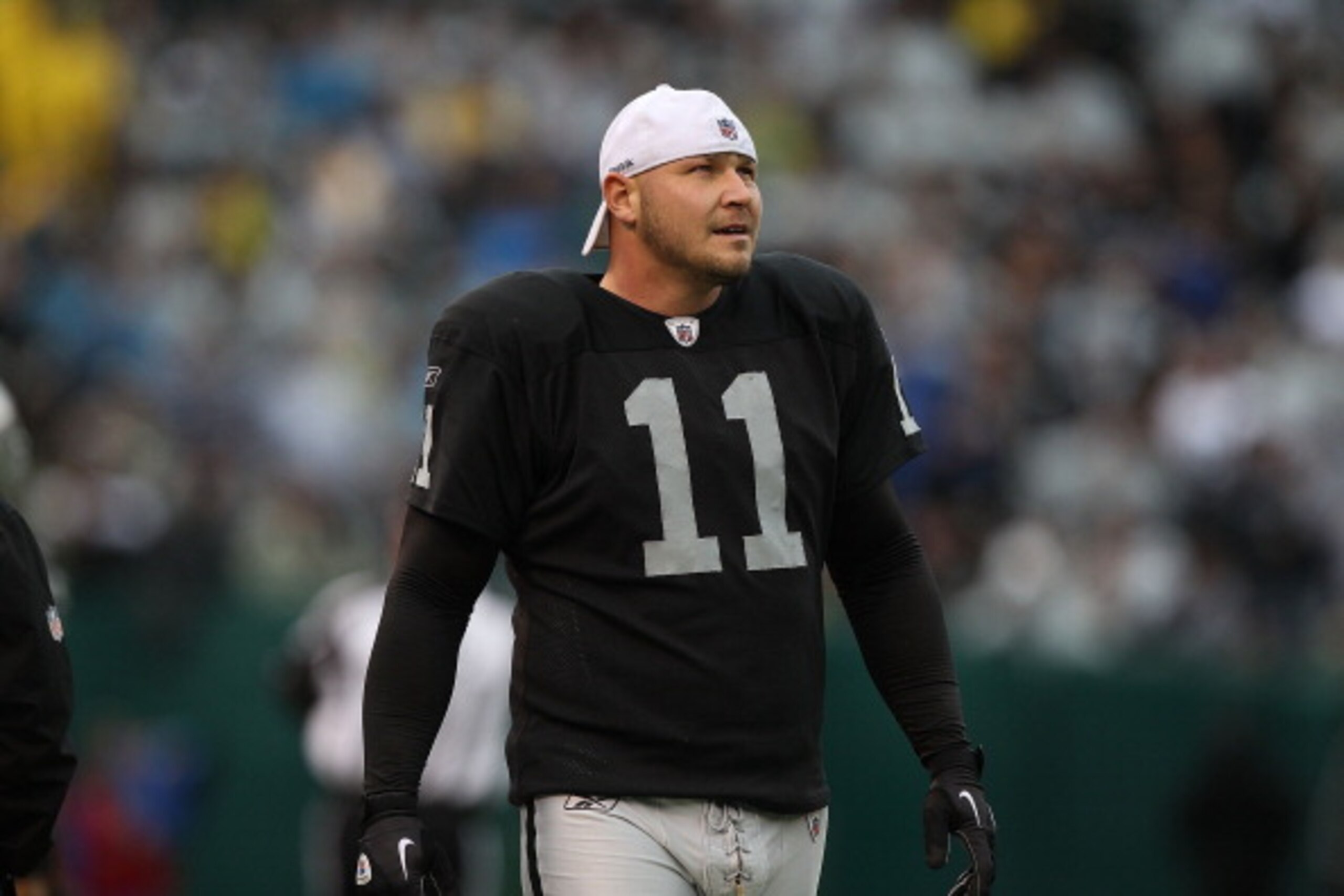 OAKLAND, CA - NOVEMBER 07: Sebastian Janikowski #11 of the Oakland Raiders looks on against the Kansas City Chiefs during an NFL game at Oakland-Alameda County Coliseum on November 7, 2010 in Oakland, California. (Photo by Jed Jacobsohn/Getty Images) OAKLAND, CA - NOVEMBER 07: Sebastian Janikowski #11 of the Oakland Raiders looks on against the Kansas City Chiefs during an NFL game at Oakland-Alameda County Coliseum on November 7, 2010 in Oakland, California. (Photo by Jed Jacobsohn/Getty Images)