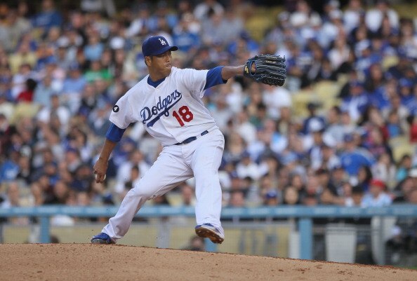 LOS ANGELES, CA - APRIL 03:  Hiroki Kuroda #18 of the Los Angeles Dodgers pitches against the San Francisco Giants in the fourth inning at Dodger Stadium on April 3, 2011 in Los Angeles, California.  (Photo by Jeff Gross/Getty Images)