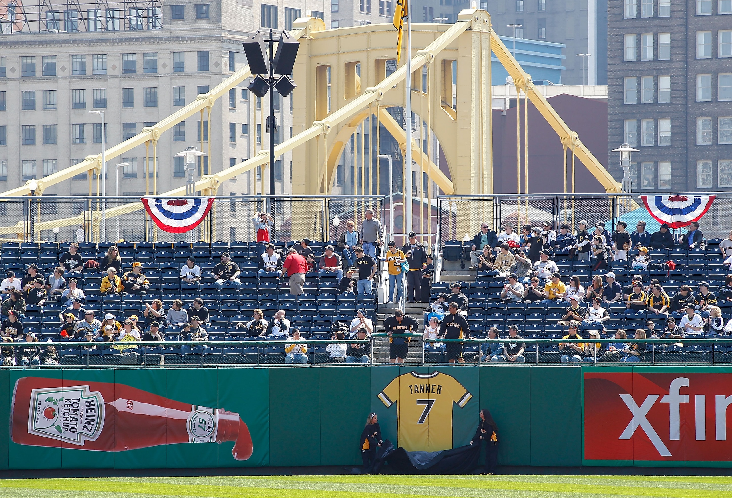 PITTSBURGH - APRIL 07:  Former Pittsburgh Pirates manager Chuck Tanner is remembered with the unveiling of a banner in center field by former World Series players during Opening Day ceremonies prior to the game between the Pittsburgh Pirates and the Color