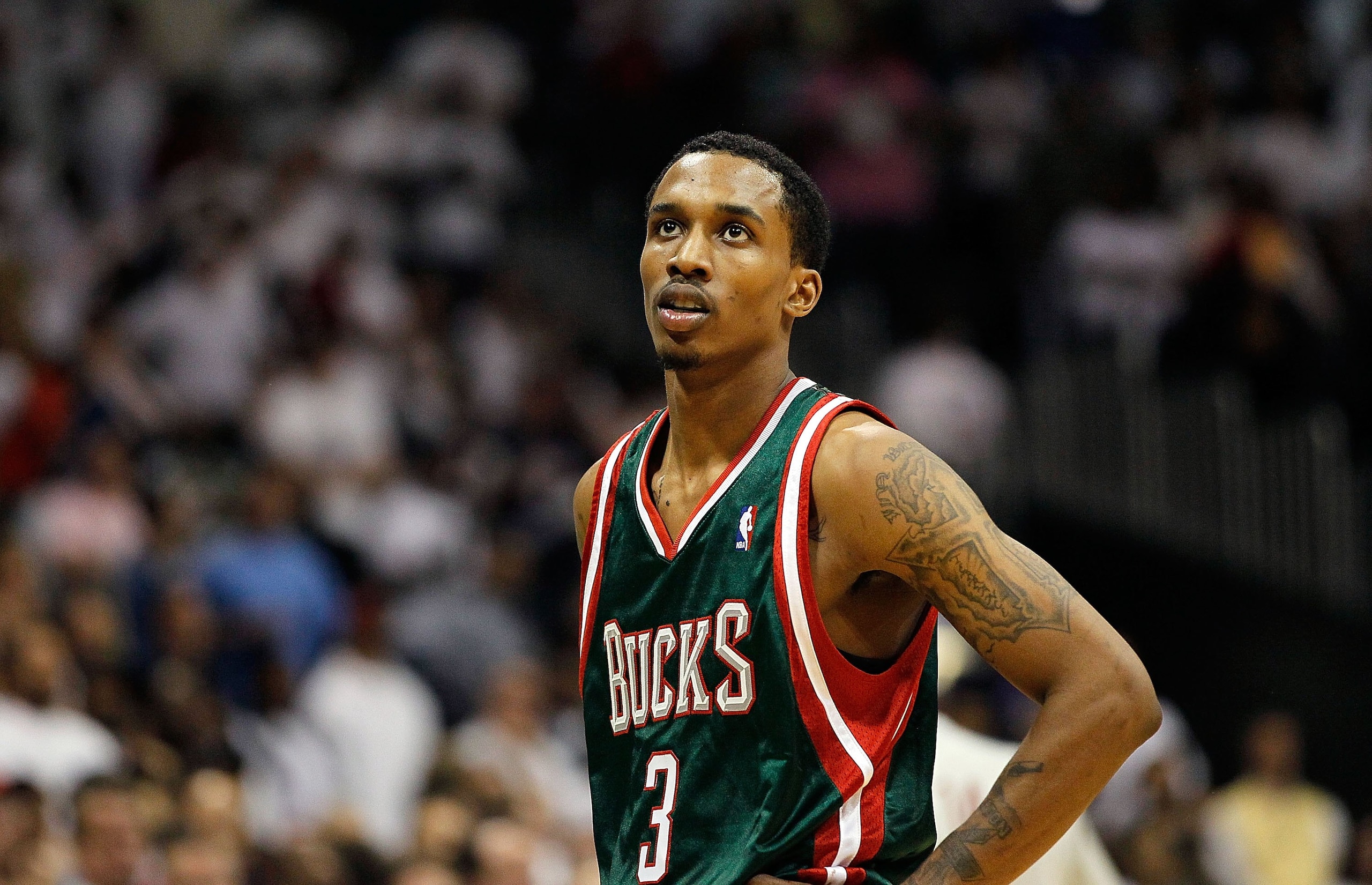 ATLANTA - APRIL 28:  Brandon Jennings #3 of the Milwaukee Bucks against the Atlanta Hawks during Game Five of the Eastern Conference Quarterfinals of the 2010 NBA Playoffs at Philips Arena on April 28, 2010 in Atlanta, Georgia.  NOTE TO USER: User express