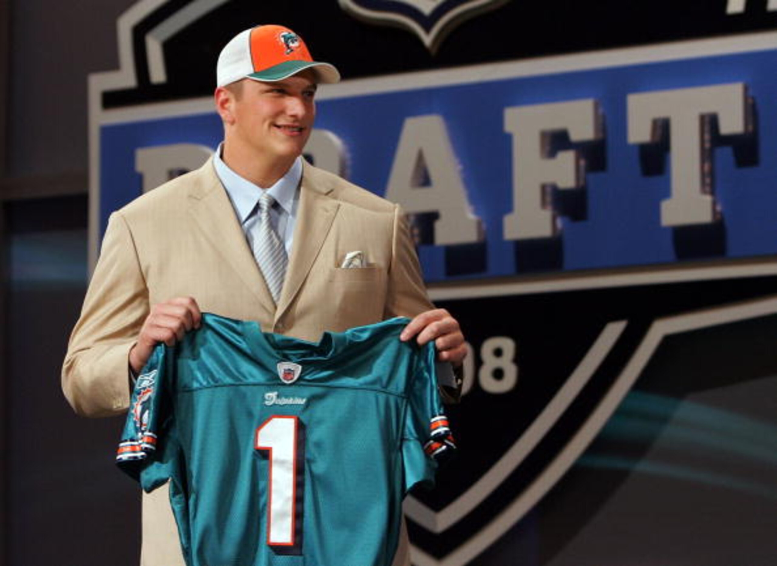 NEW YORK - APRIL 26: Jake Long poses for a photo after being taken with the fisrt overall pick by the Miami Dolphins during the 2008 NFL Draft on April 26, 2008 at Radio City Music Hall in New York, New York. (Photo by Jim McIsaac/Getty Images) NEW YORK - APRIL 26: Jake Long poses for a photo after being taken with the fisrt overall pick by the Miami Dolphins during the 2008 NFL Draft on April 26, 2008 at Radio City Music Hall in New York, New York. (Photo by Jim McIsaac/Getty Images)
