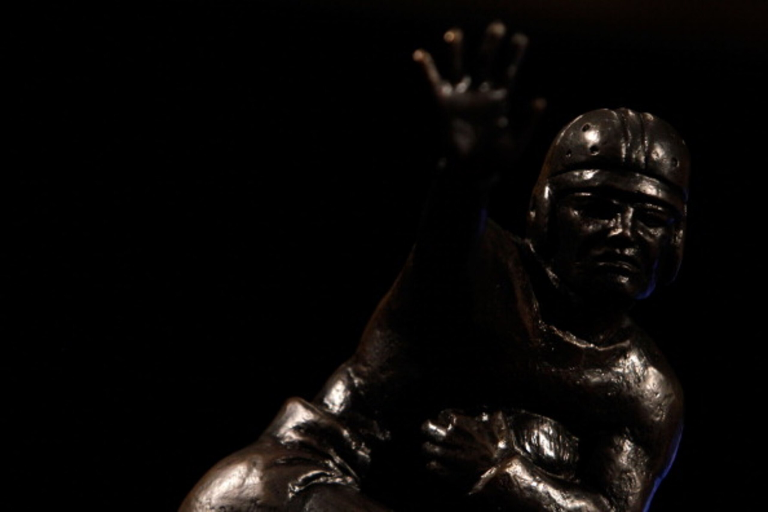 NEW YORK, NY - DECEMBER 11: The 2010 Heisman Trophy is displayed prior to a press conference for Heisman Trophy candidates at The New York Marriott Marquis on December 11, 2010 in New York City. (Photo by Jeff Zelevansky/Getty Images) NEW YORK, NY - DECEMBER 11: The 2010 Heisman Trophy is displayed prior to a press conference for Heisman Trophy candidates at The New York Marriott Marquis on December 11, 2010 in New York City. (Photo by Jeff Zelevansky/Getty Images)