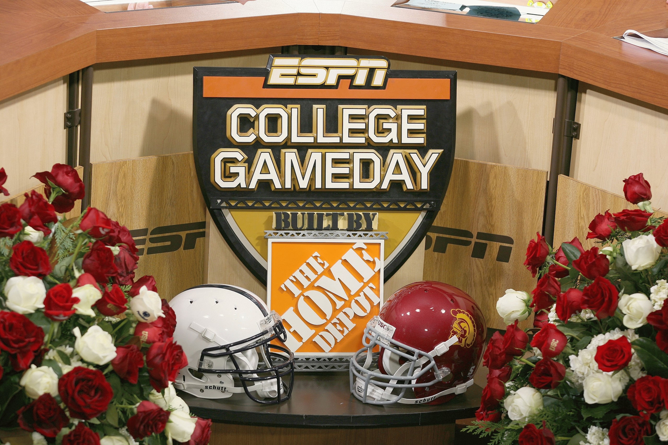PASADENA, CA - JANUARY 1: Detail view of the ESPN College Game Day set after the game between the Penn State Nittany Lions and the USC Trojans on January 1, 2009 at the Rose Bowl in Pasadena, California. USC won 38-24. (Photo by Jeff Golden/Getty Image PASADENA, CA - JANUARY 1: Detail view of the ESPN College Game Day set after the game between the Penn State Nittany Lions and the USC Trojans on January 1, 2009 at the Rose Bowl in Pasadena, California. USC won 38-24. (Photo by Jeff Golden/Getty Image