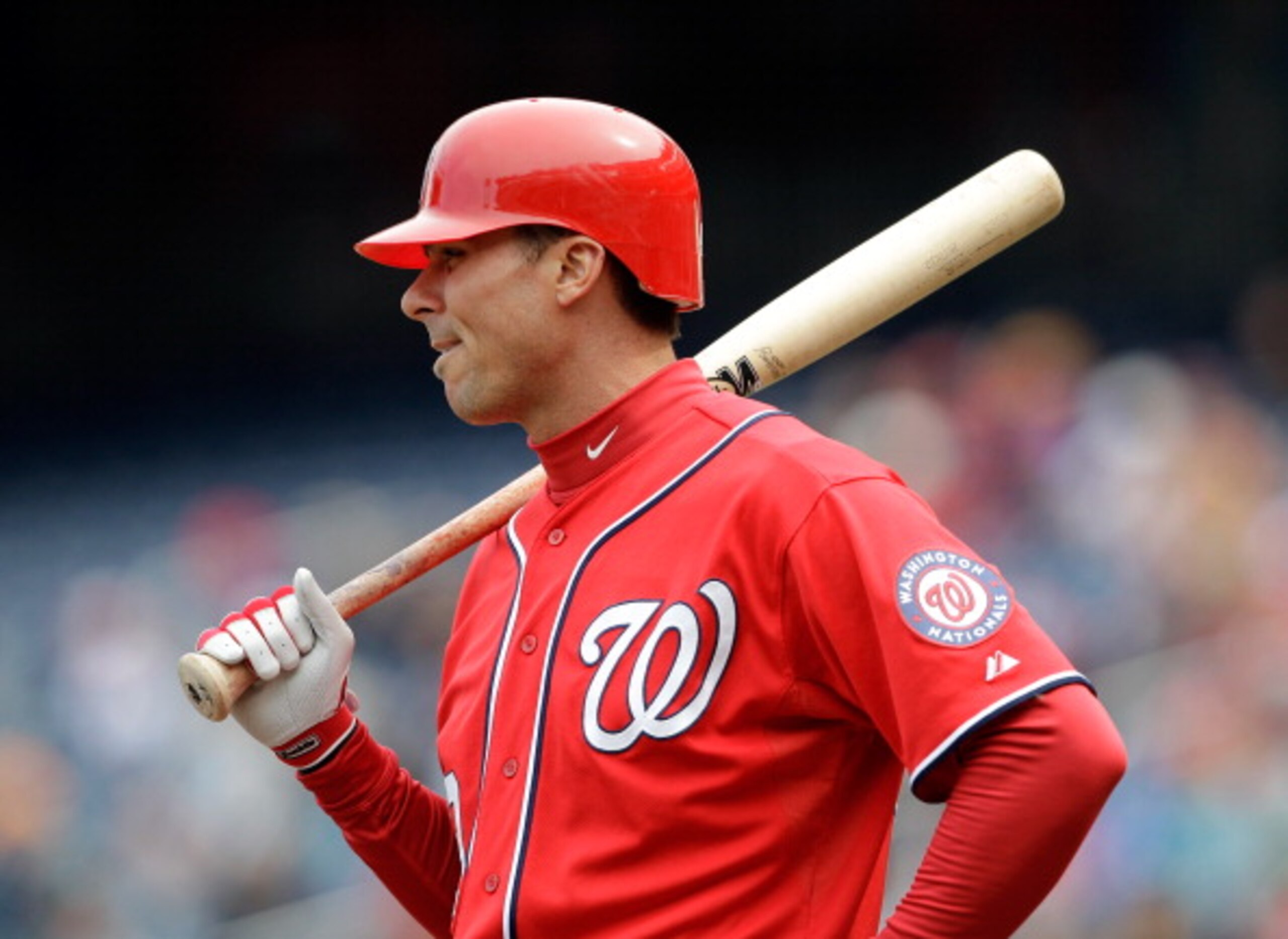 WASHINGTON, DC - APRIL 03:  Rick Ankiel #43 of the Washington Nationals at the plate against the Atlanta Braves at Nationals Park on April 3, 2011 in Washington, DC.  (Photo by Rob Carr/Getty Images)