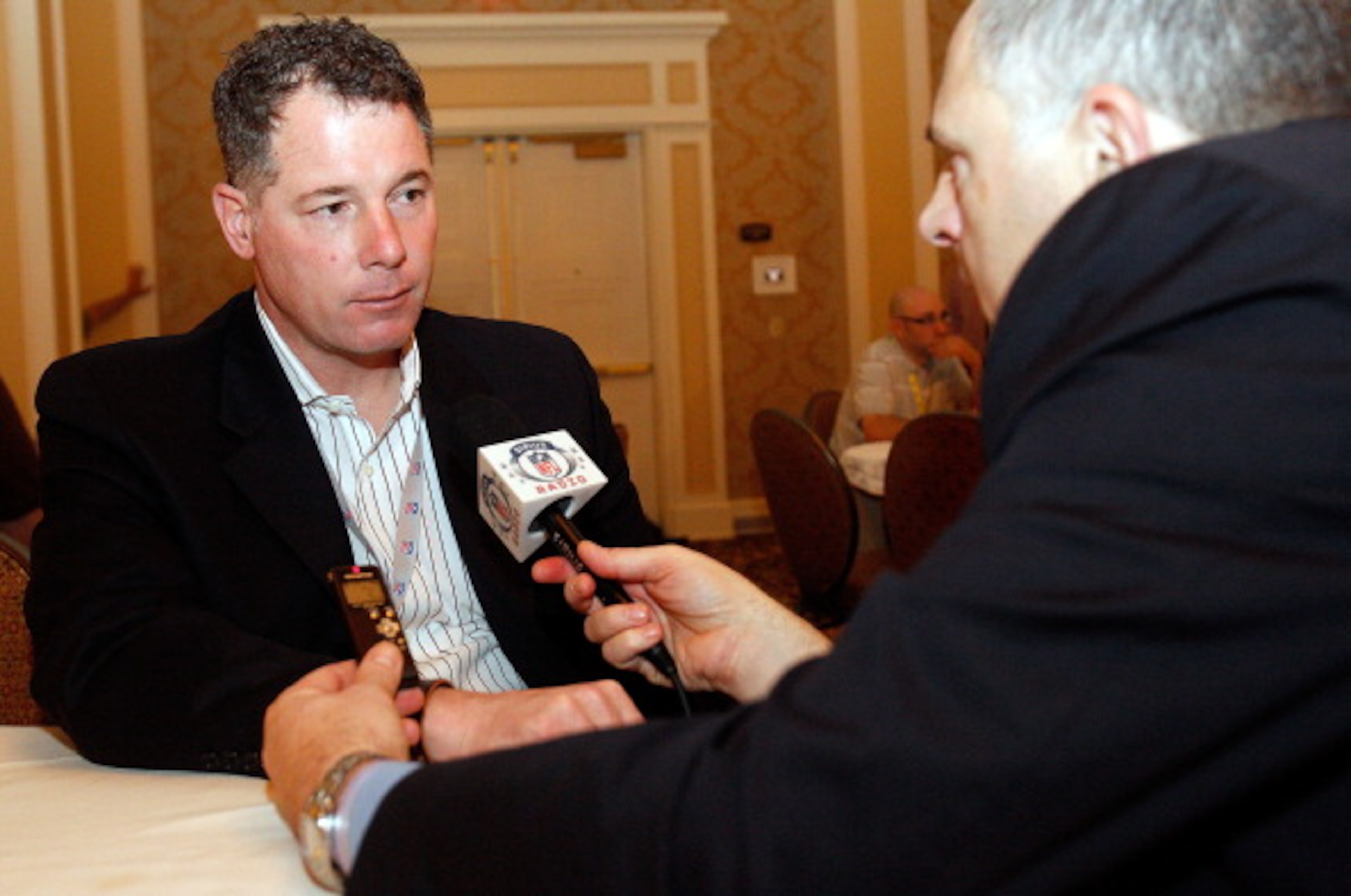 NEW ORLEANS, LA - MARCH 22: Cleveland Browns head coach Pat Shurmur answers questions from the media during the NFL Annual Meetings at the Roosevelt Hotel on March 22, 2011 in New Orleans, Louisiana. Despite a NFL owners imposed lockout in effect since M NEW ORLEANS, LA - MARCH 22: Cleveland Browns head coach Pat Shurmur answers questions from the media during the NFL Annual Meetings at the Roosevelt Hotel on March 22, 2011 in New Orleans, Louisiana. Despite a NFL owners imposed lockout in effect since M