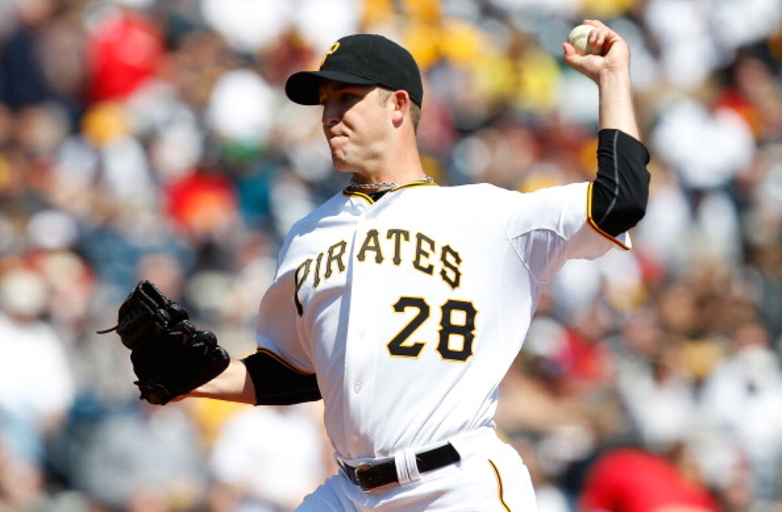 PITTSBURGH - APRIL 07:  Paul Maholm #28 of the Pittsburgh Pirates pitches against the Colorado Rockies during the Opening Day game on April 7, 2011 at PNC Park in Pittsburgh, Pennsylvania.  (Photo by Jared Wickerham/Getty Images)