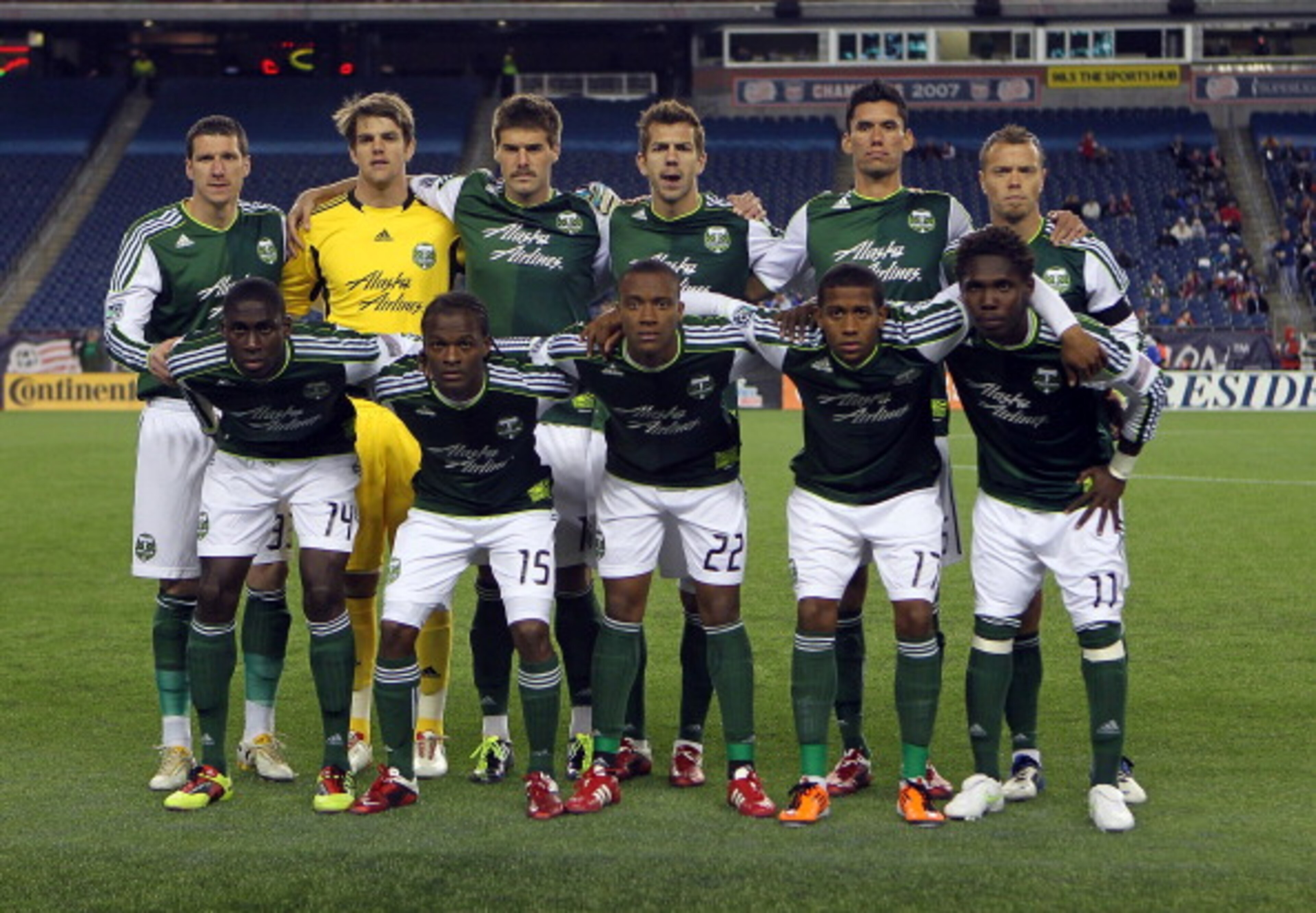 FOXBORO, MA - APRIL 2: The starting team of the Portland Timbers prepare to battle the New England Revolution at Gillette Stadium on April 2, 2011 in Foxboro, Massachusetts. (Photo by Jim Rogash/Getty Images) FOXBORO, MA - APRIL 2: The starting team of the Portland Timbers prepare to battle the New England Revolution at Gillette Stadium on April 2, 2011 in Foxboro, Massachusetts. (Photo by Jim Rogash/Getty Images)