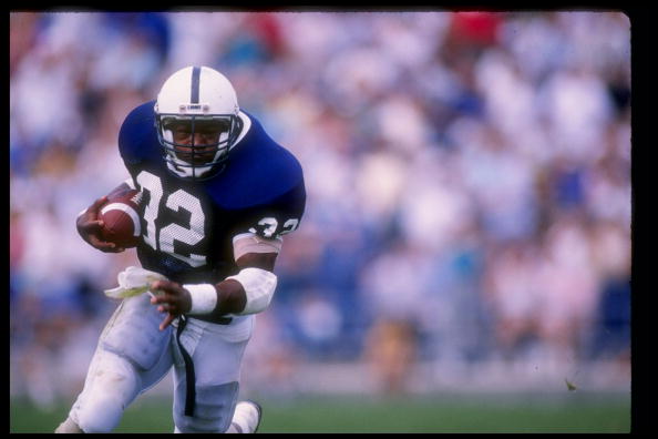 Running back Blair Thomas of the Penn State Nittany Lions runs down the field during a game at Beaver Stadium in University Park, Pennsylvania.