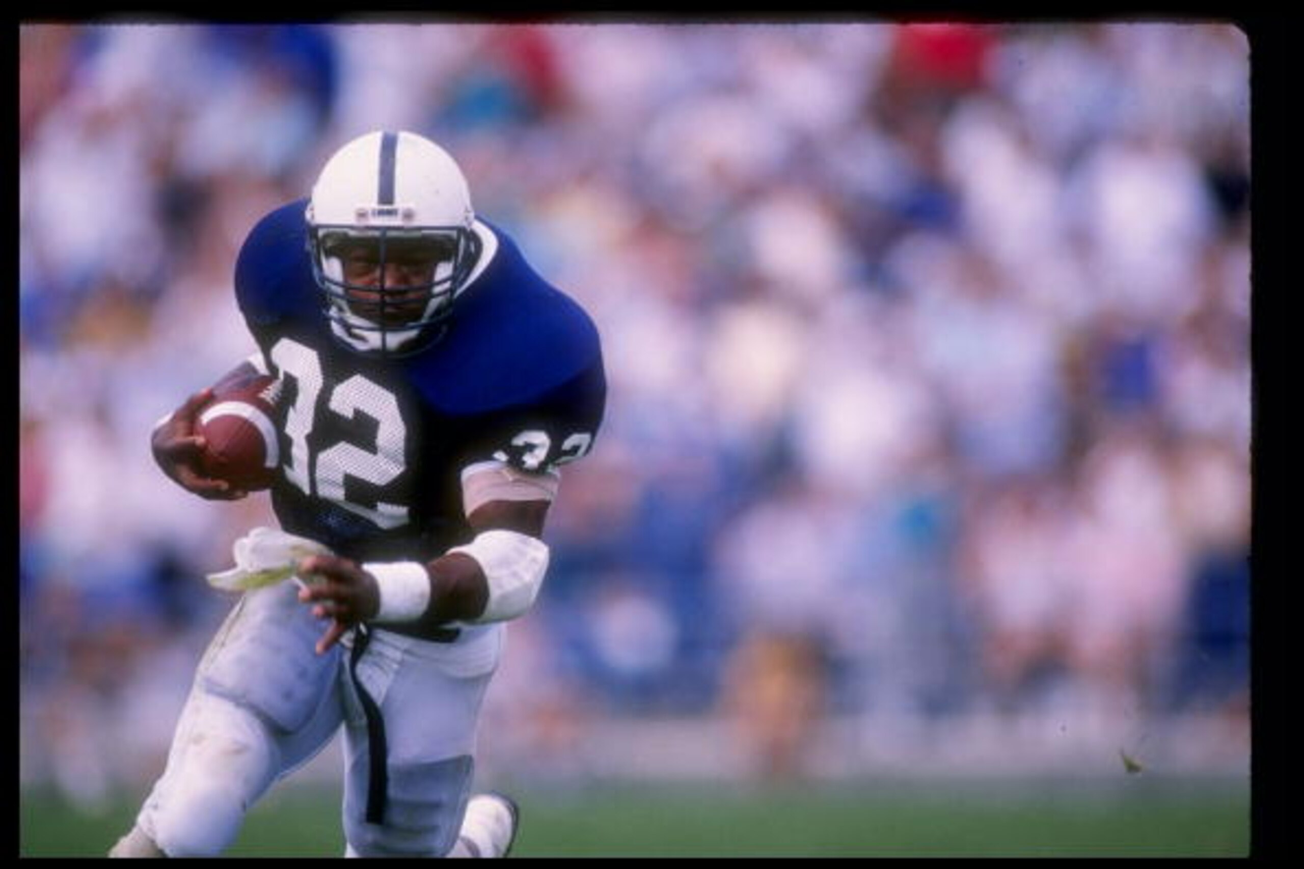 Running back Blair Thomas of the Penn State Nittany Lions runs down the field during a game at Beaver Stadium in University Park, Pennsylvania.