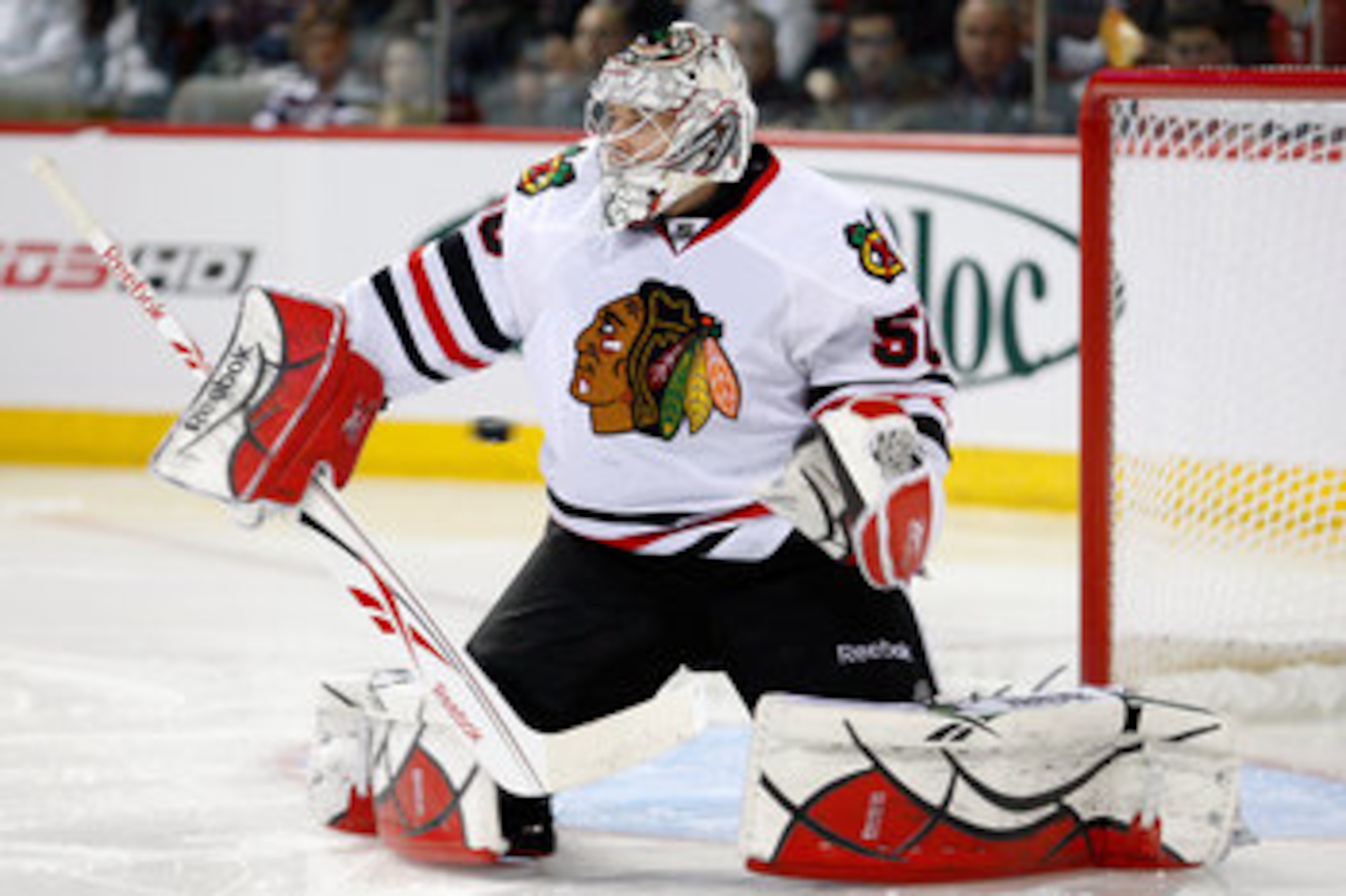 MONTREAL, CANADA - APRIL 5: The puck goes wide past Corey Crawford #50 of the Chicago Blackhawks during the NHL game against the Montreal Canadiens at the Bell Centre on April 5, 2011 in Montreal, Quebec, Canada. (Photo by Richard Wolowicz/Getty Images) MONTREAL, CANADA - APRIL 5: The puck goes wide past Corey Crawford #50 of the Chicago Blackhawks during the NHL game against the Montreal Canadiens at the Bell Centre on April 5, 2011 in Montreal, Quebec, Canada. (Photo by Richard Wolowicz/Getty Images)