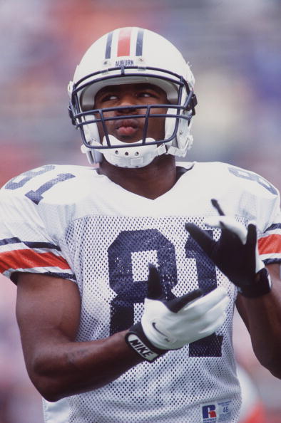 15 Oct 1994: UNIVERSITY OF AUBURN WIDE RECEIVER FRANK SANDERS WARMS UP PRIOR TO THE TIGERS 36-33 WIN OVER THE UNIVERSITY OF FLORIDA AT FLORIDA FIELD IN GAINESVILLE, FLORIDA.