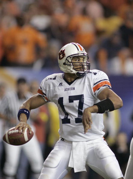 ATLANTA, GA - DECEMBER 4:  Quarterback Jason Campbell #17 of the Auburn Tigers looks to pass against the Tennessee Volunteers during the 2004 SEC Championship Game at the Georgia Dome on December 4, 2004 in Atlanta, Georgia. Auburn defeated Tennessee 38-2
