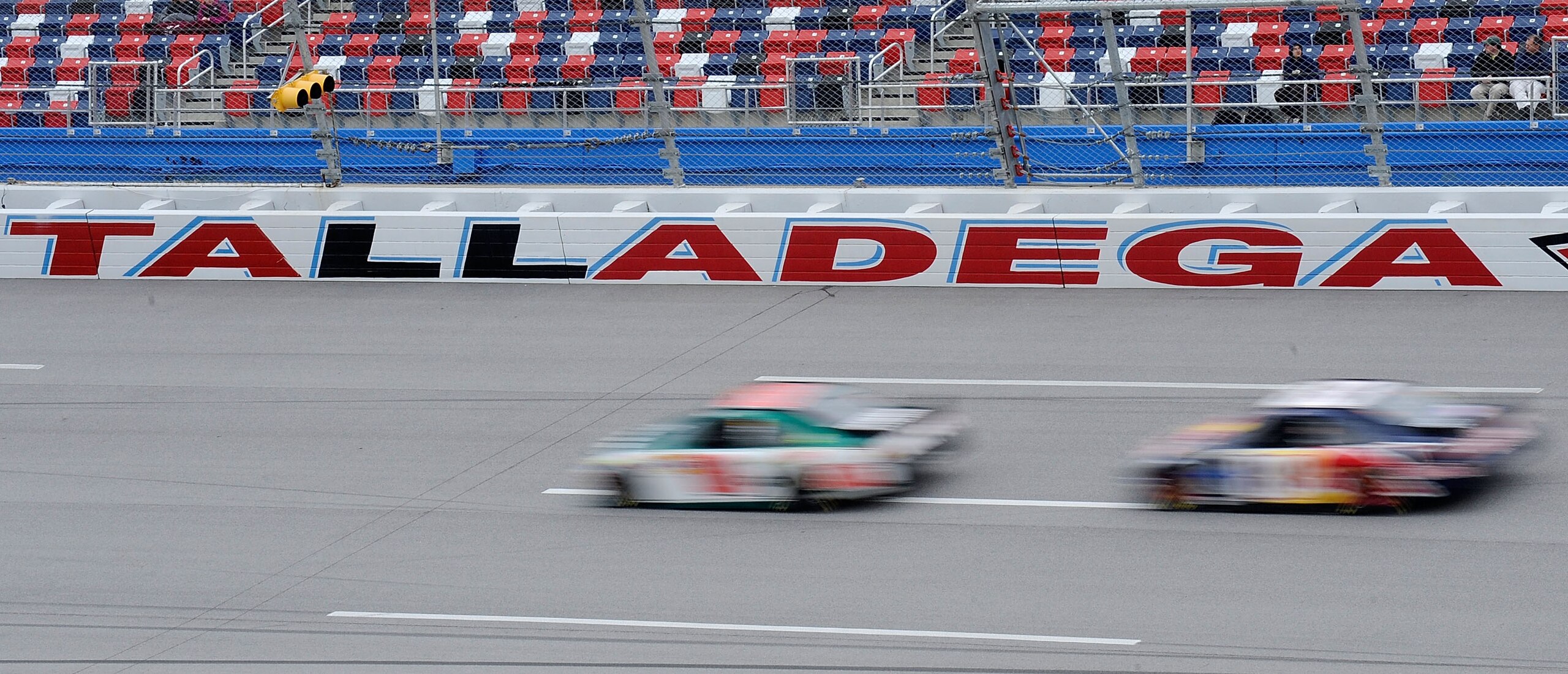 TALLADEGA, AL - MARCH 16: Dalr Earnhardt Jr., driver of the #88 AMP Energy/National Guard Chevrolet drafts with Brian Vickers, driver of the #83 Red Bull Toyota during testing for the NASCAR Sprint Cup Series at Talladega Superspeedway on March 16, 2010 TALLADEGA, AL - MARCH 16: Dalr Earnhardt Jr., driver of the #88 AMP Energy/National Guard Chevrolet drafts with Brian Vickers, driver of the #83 Red Bull Toyota during testing for the NASCAR Sprint Cup Series at Talladega Superspeedway on March 16, 2010