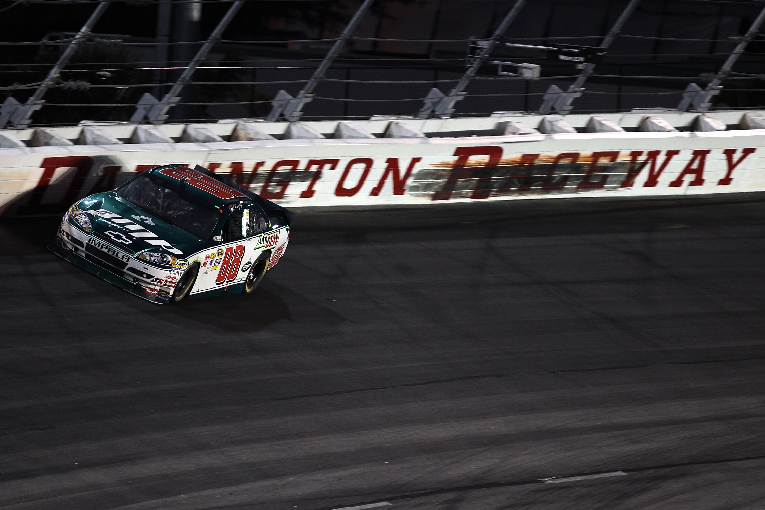 DARLINGTON, SC - MAY 08:  Dale Earnhardt Jr., driver of the #88 AMP Energy / National Guard Chevrolet, races during the NASCAR Sprint Cup series SHOWTIME Southern 500 at Darlington Raceway on May 8, 2010 in Darlington, South Carolina.  (Photo by Streeter