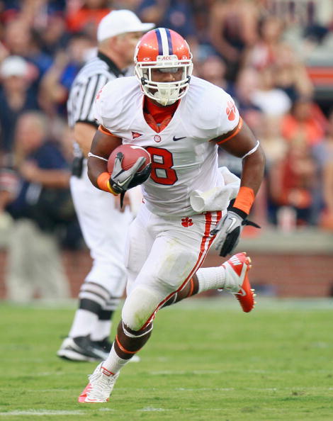 AUBURN, AL - SEPTEMBER 18:  Jamie Harper #8 of the Clemson Tigers against the Auburn Tigers at Jordan-Hare Stadium on September 18, 2010 in Auburn, Alabama.  (Photo by Kevin C. Cox/Getty Images)