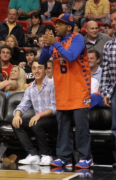MIAMI, FL - FEBRUARY 27: Director Spike Lee watches a game between the Miami Heat and the New York Knicks at American Airlines Arena on February 27, 2011 in Miami, Florida. NOTE TO USER: User expressly acknowledges and agrees that, by downloading and/or u
