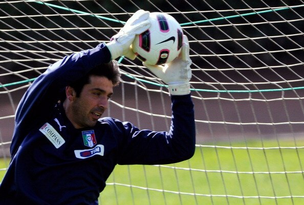 FLORENCE, ITALY - MARCH 22:  Gianluigi Buffon of Italy in action during a training session ahead of their EURO 2012 qualifier against Slovenia at Coverciano on March 22, 2011 in Florence, Italy.  (Photo by Claudio Villa/Getty Images)