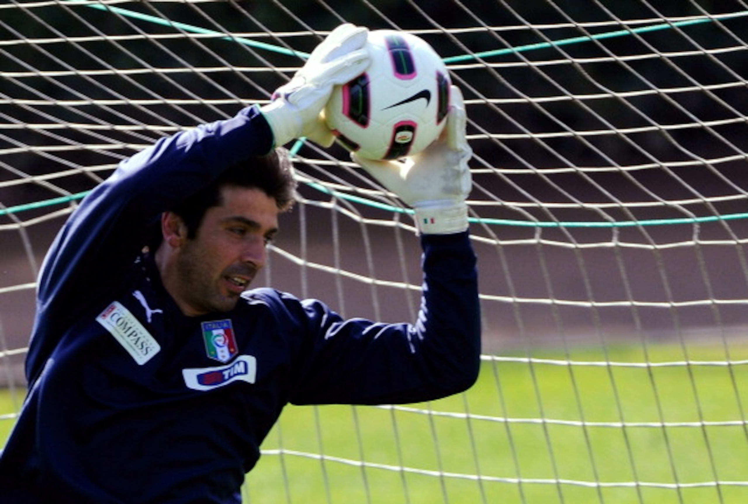 FLORENCE, ITALY - MARCH 22:  Gianluigi Buffon of Italy in action during a training session ahead of their EURO 2012 qualifier against Slovenia at Coverciano on March 22, 2011 in Florence, Italy.  (Photo by Claudio Villa/Getty Images)