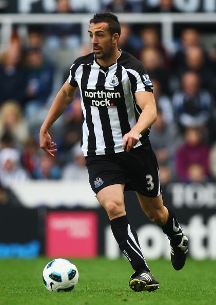 NEWCASTLE UPON TYNE, ENGLAND - OCTOBER 16:  Jose Enrique of Newcastle in action during the Barclays Premier League match between Newcastle United and Wigan Athletic at St James' Park on October 16, 2010 in Newcastle upon Tyne, England.  (Photo by Matthew