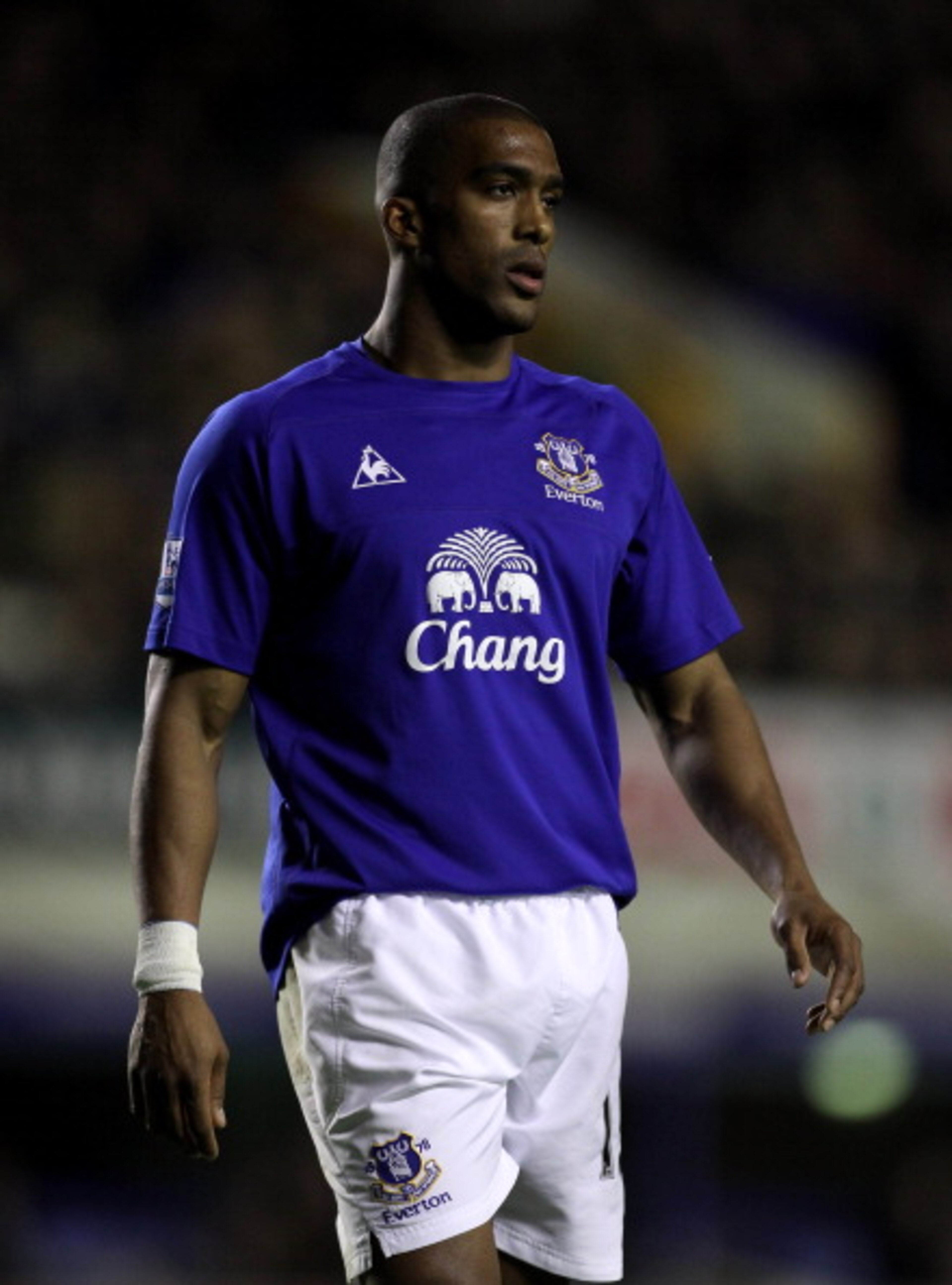 LIVERPOOL, ENGLAND - MARCH 09: Sylvain Distin of Everton looks on during the Barclays Premier League match between Everton and Birmingham City at Goodison Park on March 9, 2011 in Liverpool, England. (Photo by Alex Livesey/Getty Images) LIVERPOOL, ENGLAND - MARCH 09: Sylvain Distin of Everton looks on during the Barclays Premier League match between Everton and Birmingham City at Goodison Park on March 9, 2011 in Liverpool, England. (Photo by Alex Livesey/Getty Images)