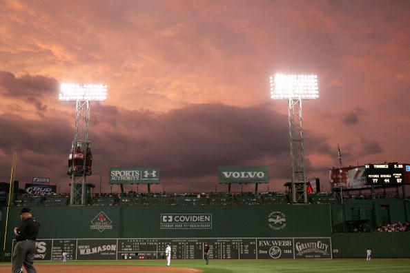BOSTON - JULY 13: A general view of the outfield at Fenway Park taken during the game between the Boston Red Sox and the Toronto Blue Jays on July 13, 2007 at Fenway Park in Boston, Massachusetts. (Photo by Elsa/Getty Images)
