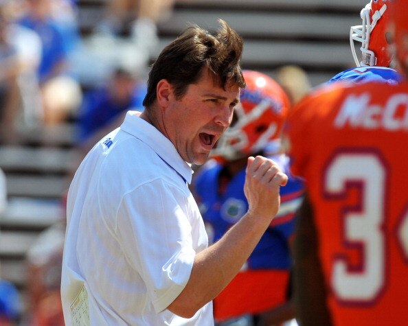 GAINESVILLE, FL - APRIL 9:  Coach Will Muschamp of the Florida Gators directs play during the Orange and Blue spring football game April 9, 2010 Ben Hill Griffin Stadium in Gainesville, Florida.  (Photo by Al Messerschmidt/Getty Images)