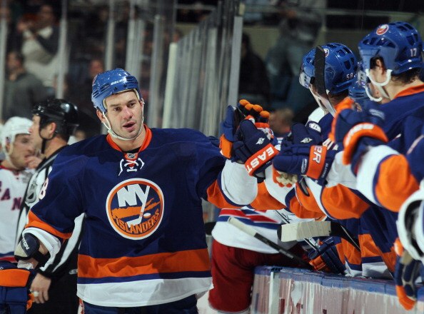 UNIONDALE, NY - DECEMBER 02:  Zenon Konopka #28 of the New York Islanders skates against the New York Rangers at the Nassau Coliseum on December 2, 2010 in Uniondale, New York.  (Photo by Bruce Bennett/Getty Images)