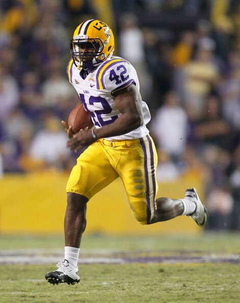 BATON ROUGE, LA - NOVEMBER 20:  Michael Ford #42 of the Louisiana State University Tigers against the Ole Miss Rebels at Tiger Stadium on November 20, 2010 in Baton Rouge, Louisiana.  (Photo by Kevin C. Cox/Getty Images)