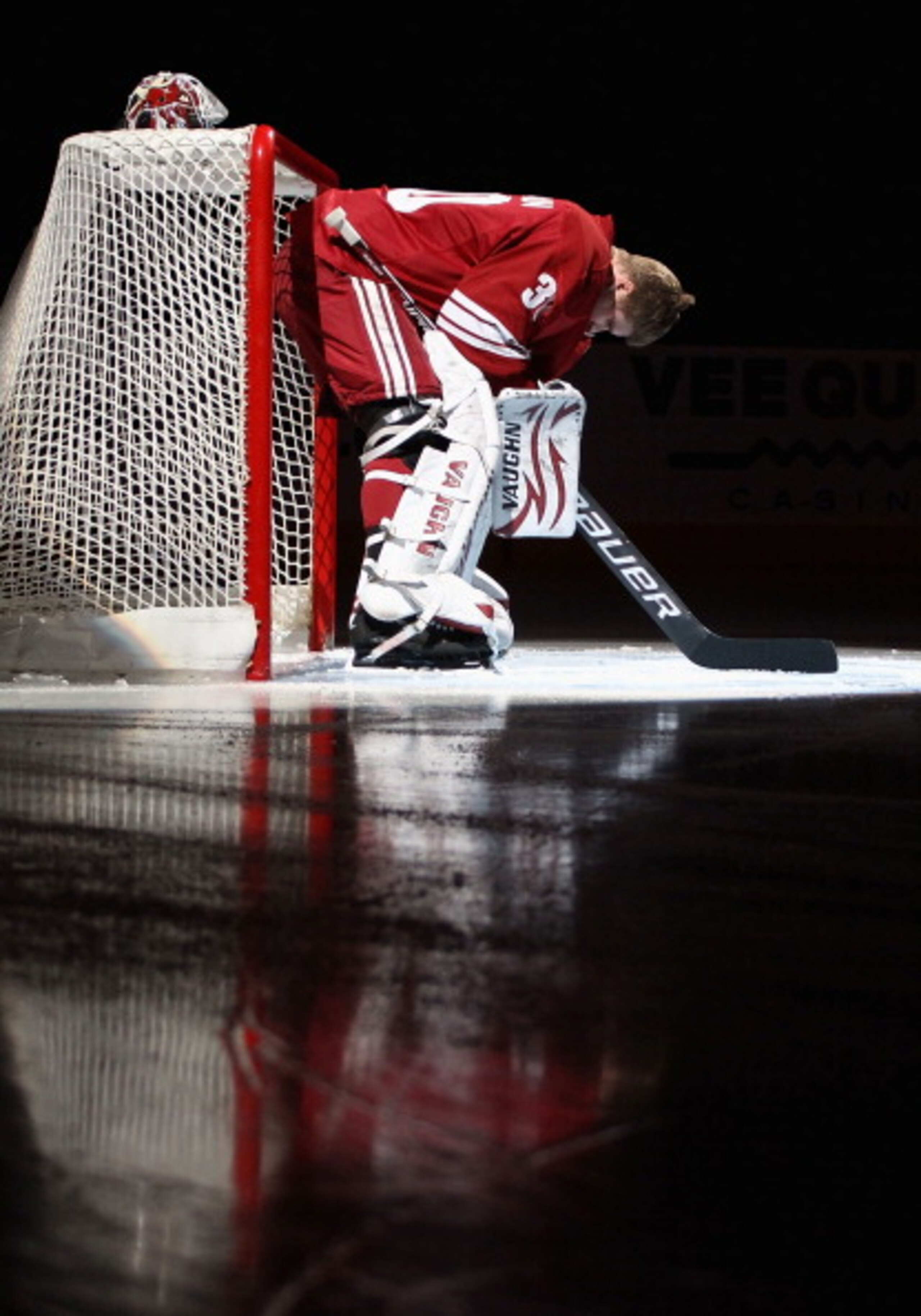 GLENDALE, AZ - APRIL 01:  Goaltender Ilya Bryzgalov #30 of the Phoenix Coyotes is introduced before the NHL game against the Colorado Avalanche at Jobing.com Arena on April 1, 2011 in Glendale, Arizona.  The Avalanche defeated the Coyotes 4-3 in an overti