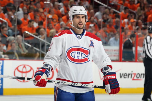 PHILADELPHIA - MAY 24:  Brian Gionta #21 of the Montreal Canadiens looks on against the Philadelphia Flyers in Game 5 of the Eastern Conference Finals during the 2010 NHL Stanley Cup Playoffs at Wachovia Center on May 24, 2010 in Philadelphia, Pennsylvani