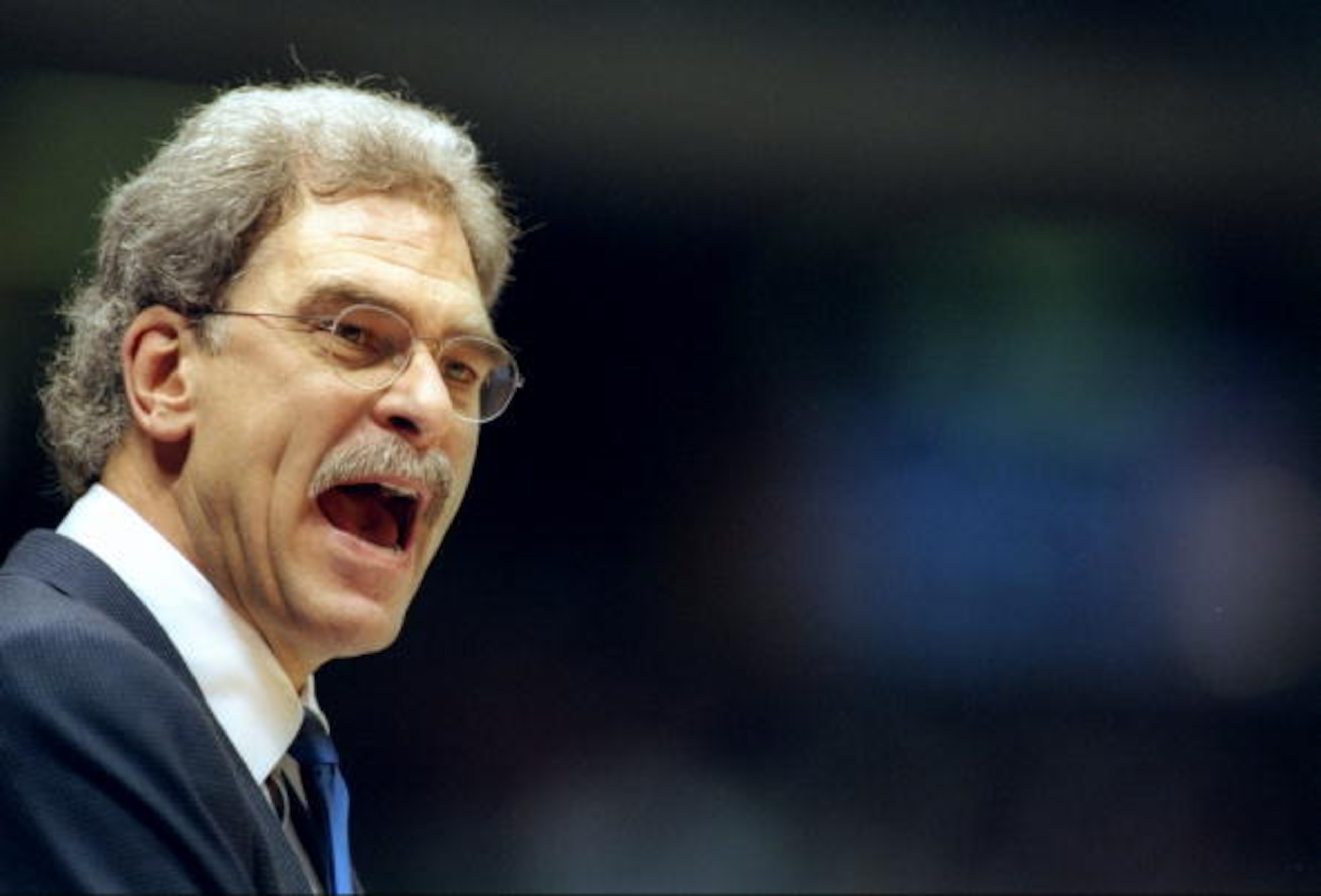 13 Dec 1996:  Chicago Bulls head coach Phil Jackson looks on during a game against the New Jersey Nets at the Continental Airlines Arena in East Rutherford, New Jersey.  The Bulls won the game, 114-92.   Mandatory Credit: Al Bello  /Allsport