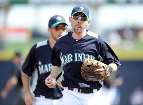 PEORIA, AZ - MARCH 01:  Jack Wilson #2 of the Seattle Mariners heads off the field after an out against the Texas Rangers during spring training at Peoria Stadium on March 1, 2011 in Peoria, Arizona.  (Photo by Harry How/Getty Images)