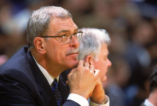 23 Nov 2000:  Head Coach Phil Jackson of the Los Angeles Lakers watches the action from the bench during the game against the Golden State Warriors at the STAPLES Center in Los Angeles, California. The Lakers defeated the Warriors 111-91.   NOTE TO USER: