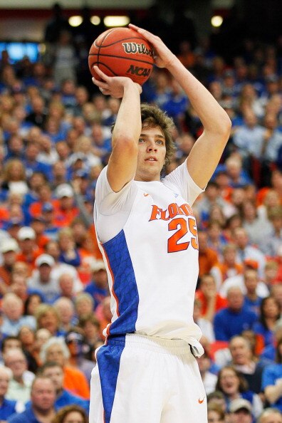 ATLANTA, GA - MARCH 13:  Chandler Parsons #25 of the Florida Gators shoots against the Kentucky Wildcats during the championship game of the SEC Men's Basketball Tournament at Georgia Dome on March 13, 2011 in Atlanta, Georgia.  (Photo by Kevin C. Cox/Get