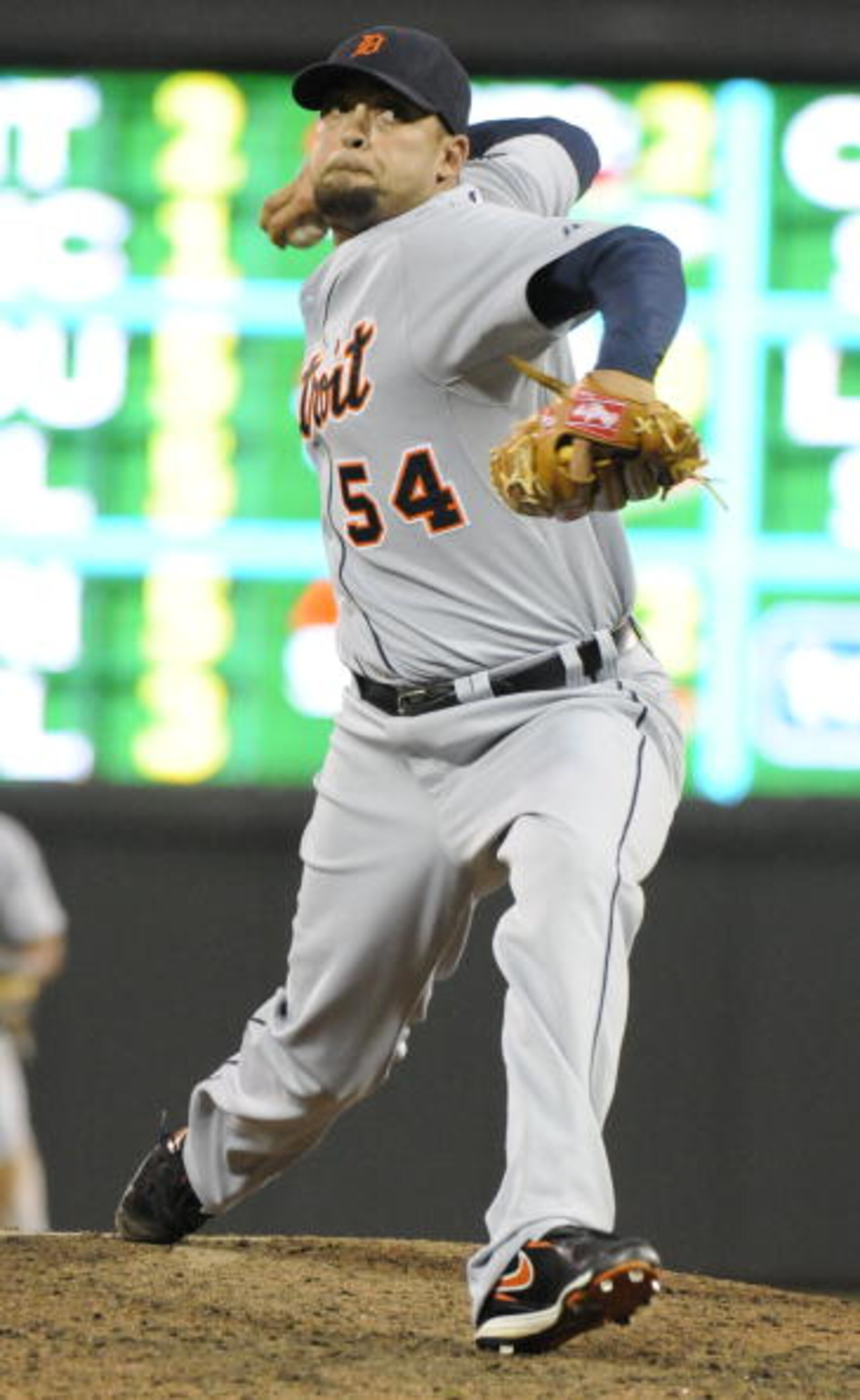MINNEAPOLIS, MN - JUNE 28: Joel Zumaya #54 of the Detroit Tigers pitches in the seventh inning against the Minnesota Twins during their game on June 28, 2010 at Target Field in Minneapolis, Minnesota. Tigers defeated the Twins 7-5. (Photo by Hannah Foslie MINNEAPOLIS, MN - JUNE 28: Joel Zumaya #54 of the Detroit Tigers pitches in the seventh inning against the Minnesota Twins during their game on June 28, 2010 at Target Field in Minneapolis, Minnesota. Tigers defeated the Twins 7-5. (Photo by Hannah Foslie