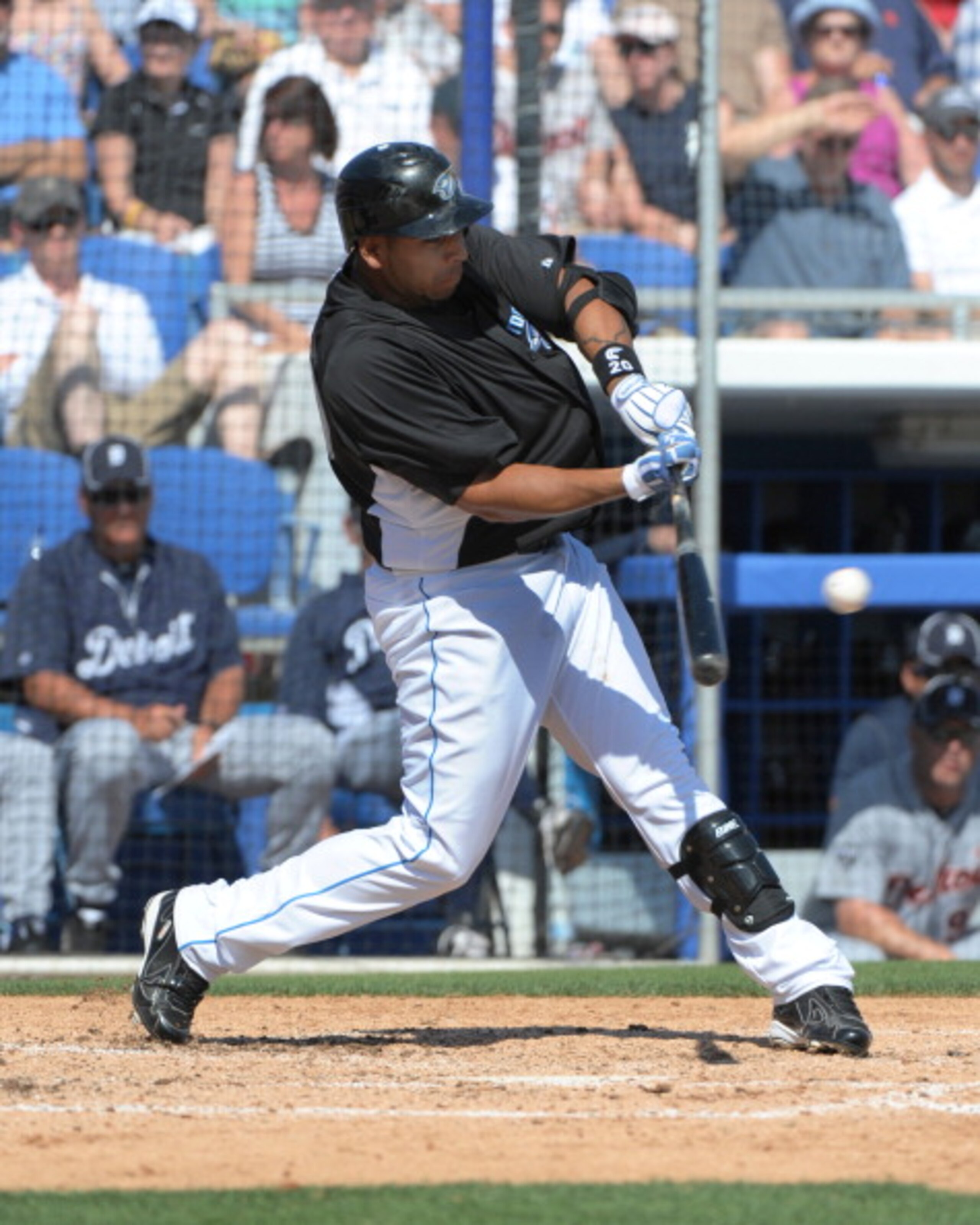 DUNEDIN, FL - FEBRUARY 26: Outfielder Juan Rivera #20 of the Toronto Blue Jays bats against the Detroit Tigers February 26, 2011 at Florida Auto Exchange Stadium in Dunedin, Florida. (Photo by Al Messerschmidt/Getty Images) DUNEDIN, FL - FEBRUARY 26: Outfielder Juan Rivera #20 of the Toronto Blue Jays bats against the Detroit Tigers February 26, 2011 at Florida Auto Exchange Stadium in Dunedin, Florida. (Photo by Al Messerschmidt/Getty Images)