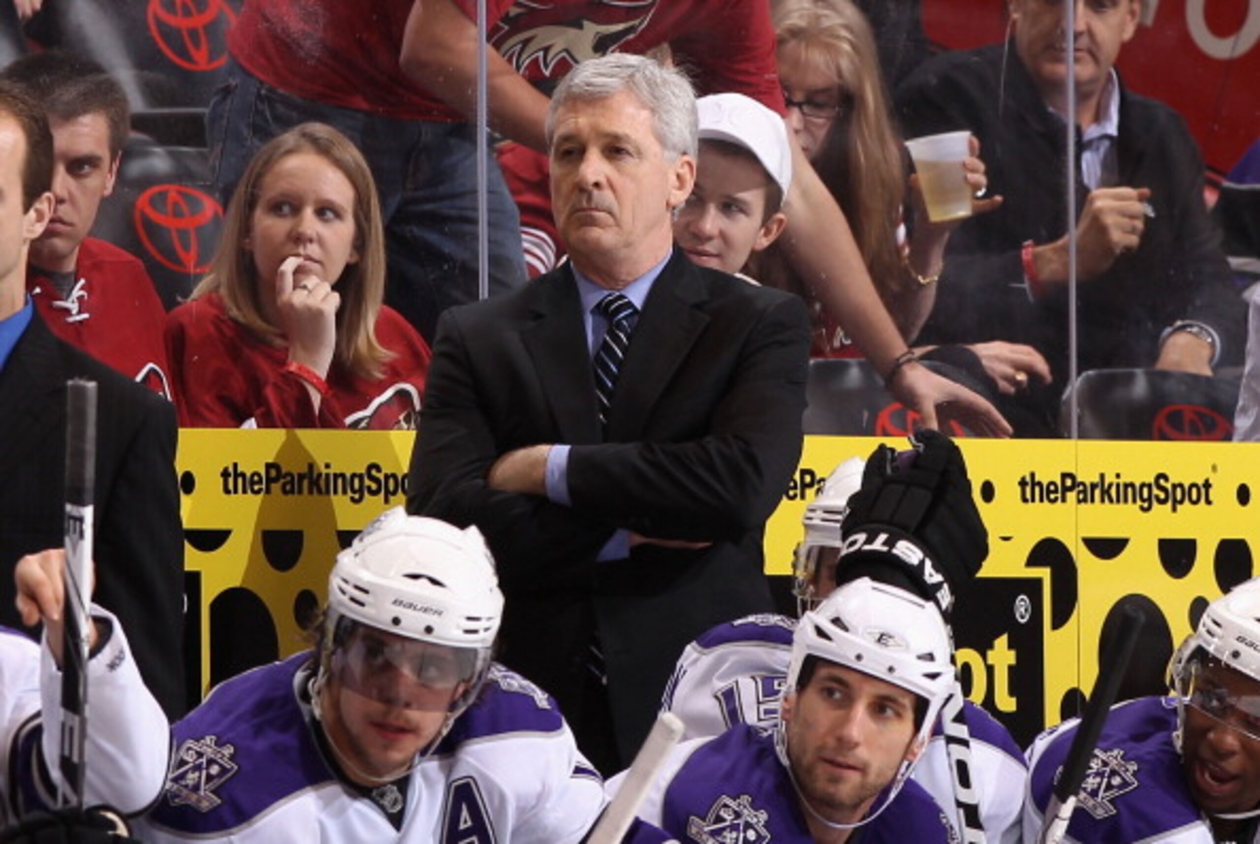 GLENDALE, AZ - JANUARY 22:  Head coach Terry Murray of the Los Angeles Kings watches from the bench during the NHL game against the Phoenix Coyotes at Jobing.com Arena on January 22, 2011 in Glendale, Arizona.  The Kings defeated the Coyotes 4-3. (Photo b
