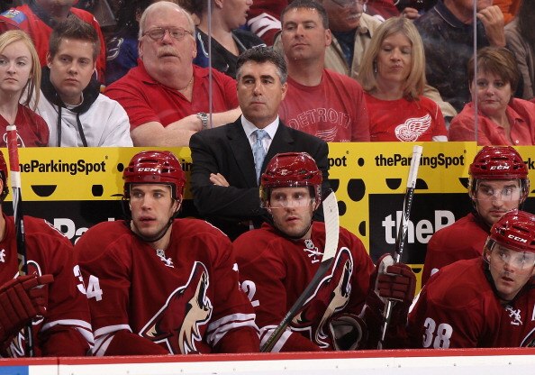 GLENDALE, AZ - MARCH 05:  Head coach Dave Tippett of the Phoenix Coyotes during the NHL game against the Detroit Red Wings at Jobing.com Arena on March 5, 2011 in Glendale, Arizona. The Coyotes defeated the Red Wings 5-4 in an overtime shoot out.  (Photo