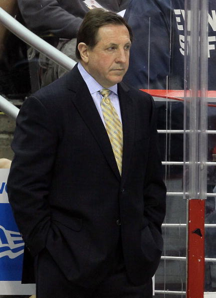 WASHINGTON DC, DC - APRIL 23: Head Coach Jacques Martin of the Montreal Canadiens looks on against the Washington Capitals in Game Five of the Eastern Conference Quarterfinals during the 2010 NHL Stanley Cup Playoffs at the Verizon Center on April 23, 201